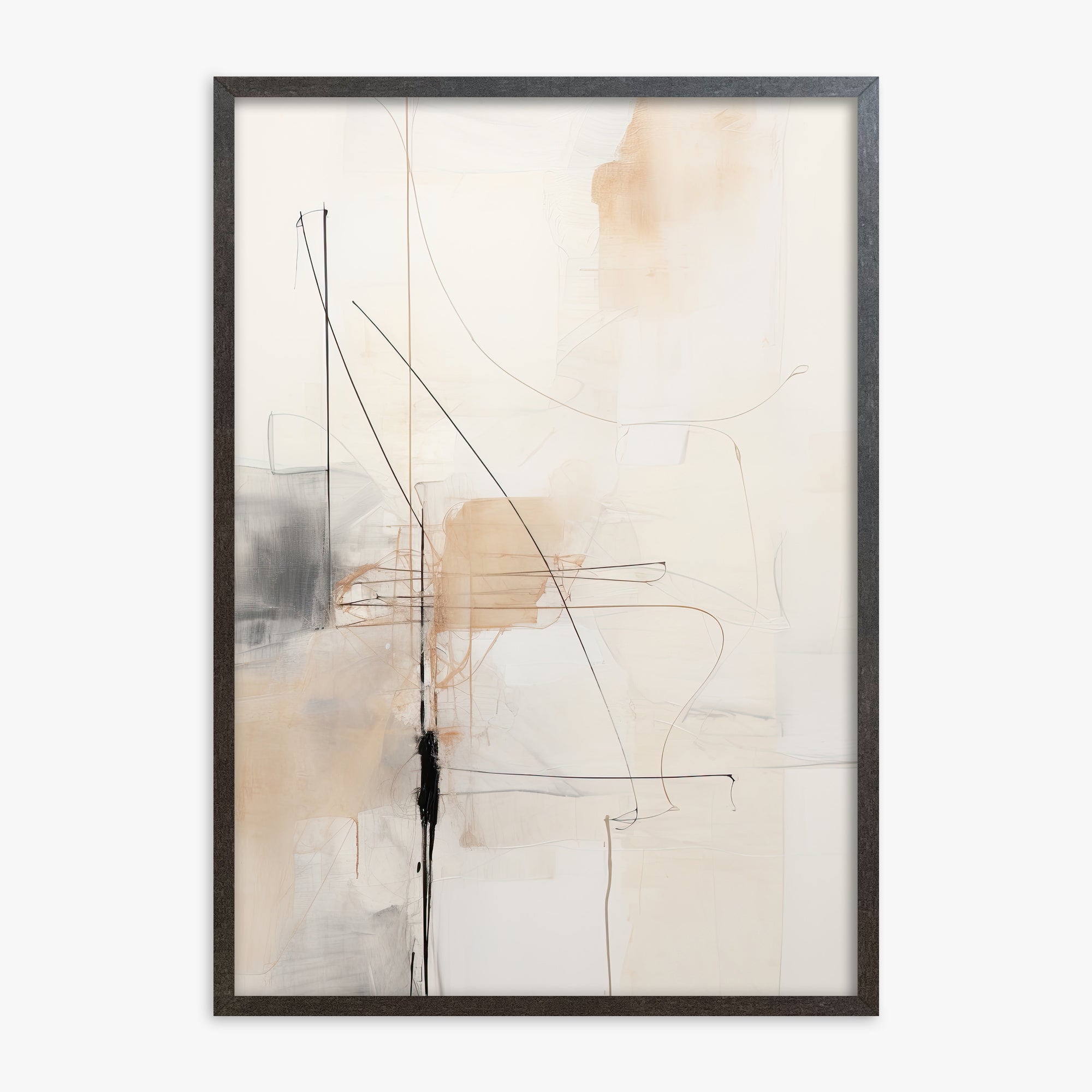 Veiled Blueprint, 70x100cm Framed Art Reproduction With Espresso Frame