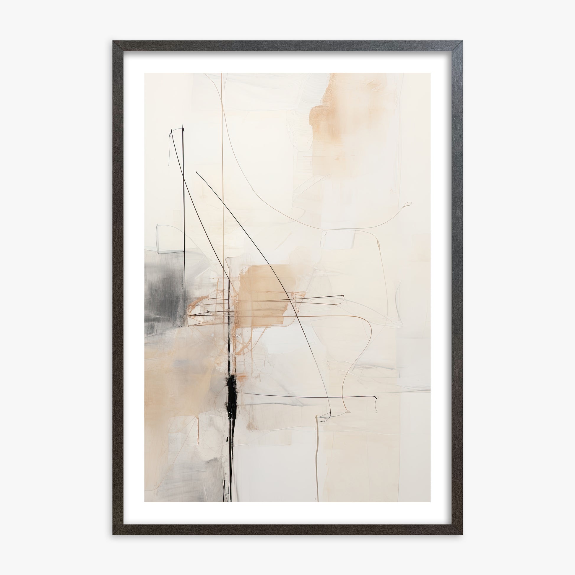 Veiled Blueprint, 70x100cm Framed Art Reproduction With Espresso Frame