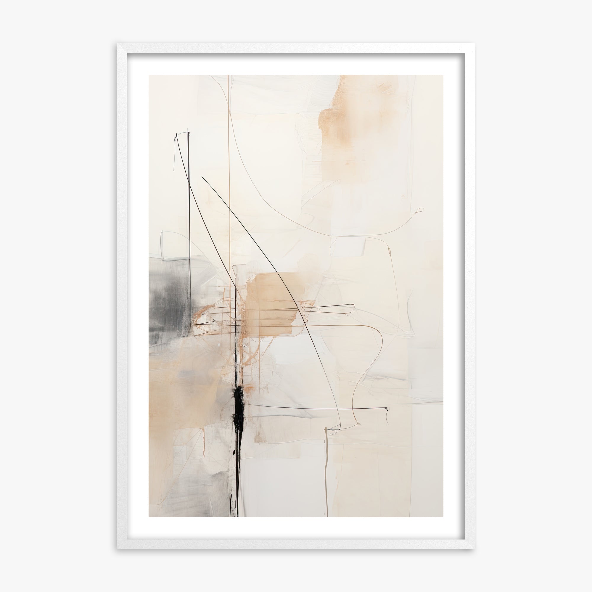 Veiled Blueprint, White Framed Poster With White Frame