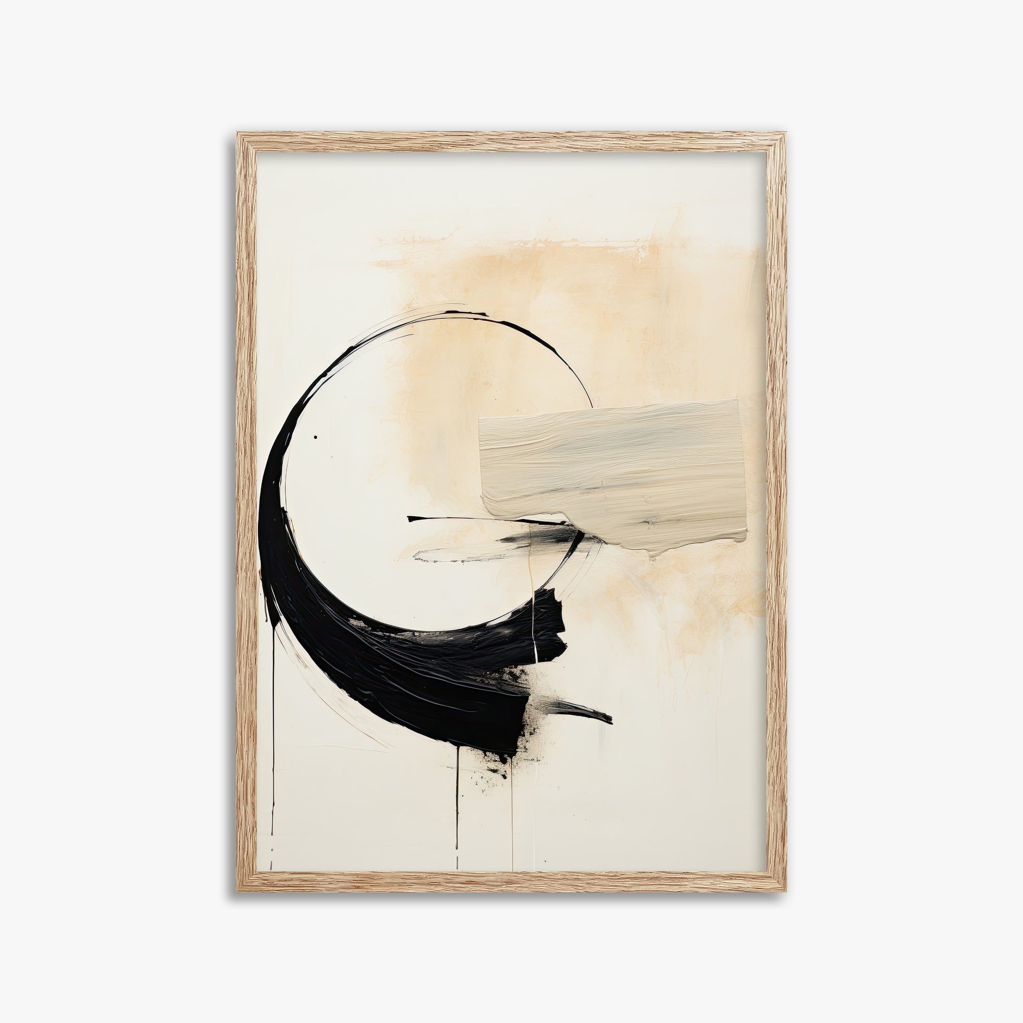 Arc Fragment, 50x70cm Framed Art Reproduction With Raw Oak Frame