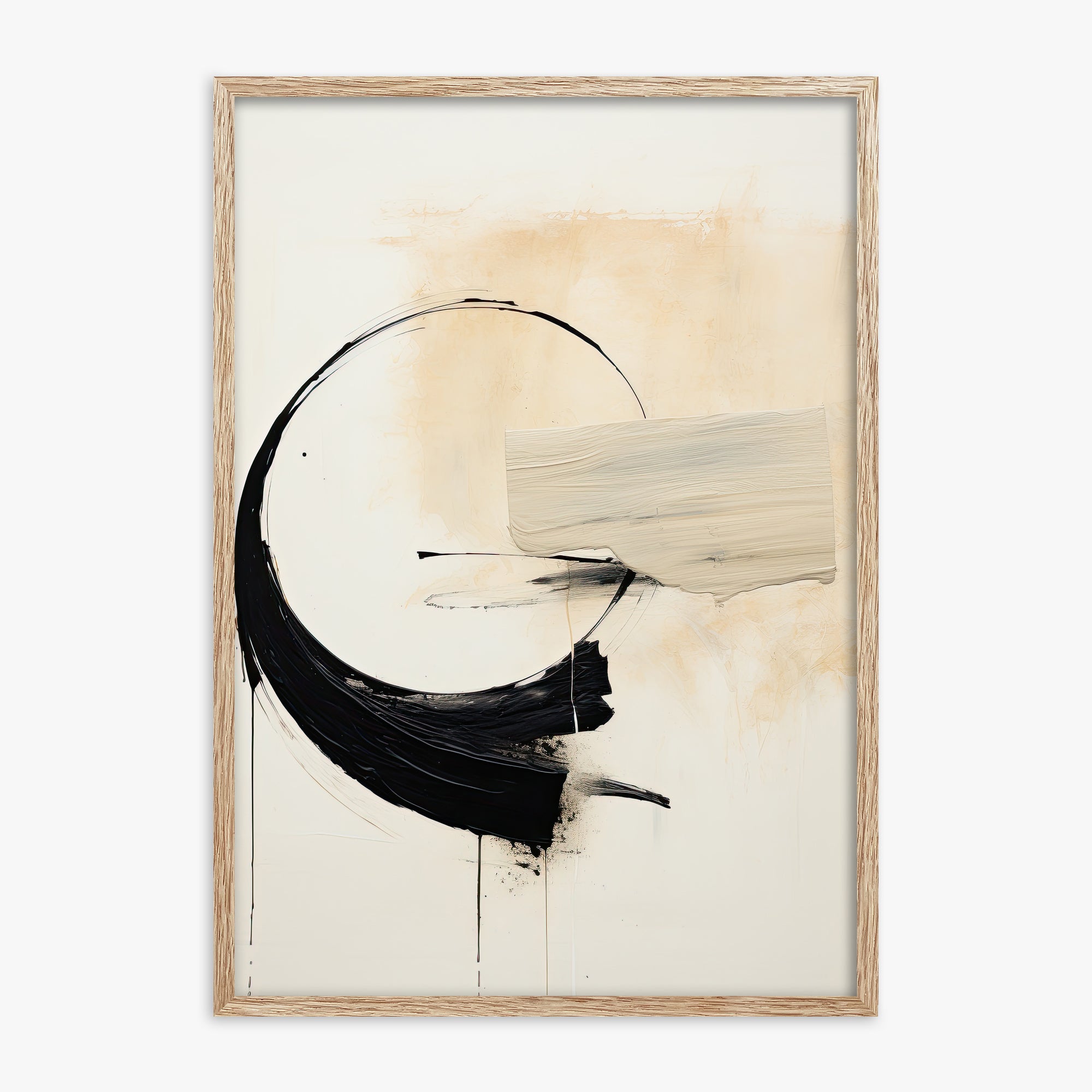 Arc Fragment, 70x100cm Framed Art Reproduction With Raw Oak Frame