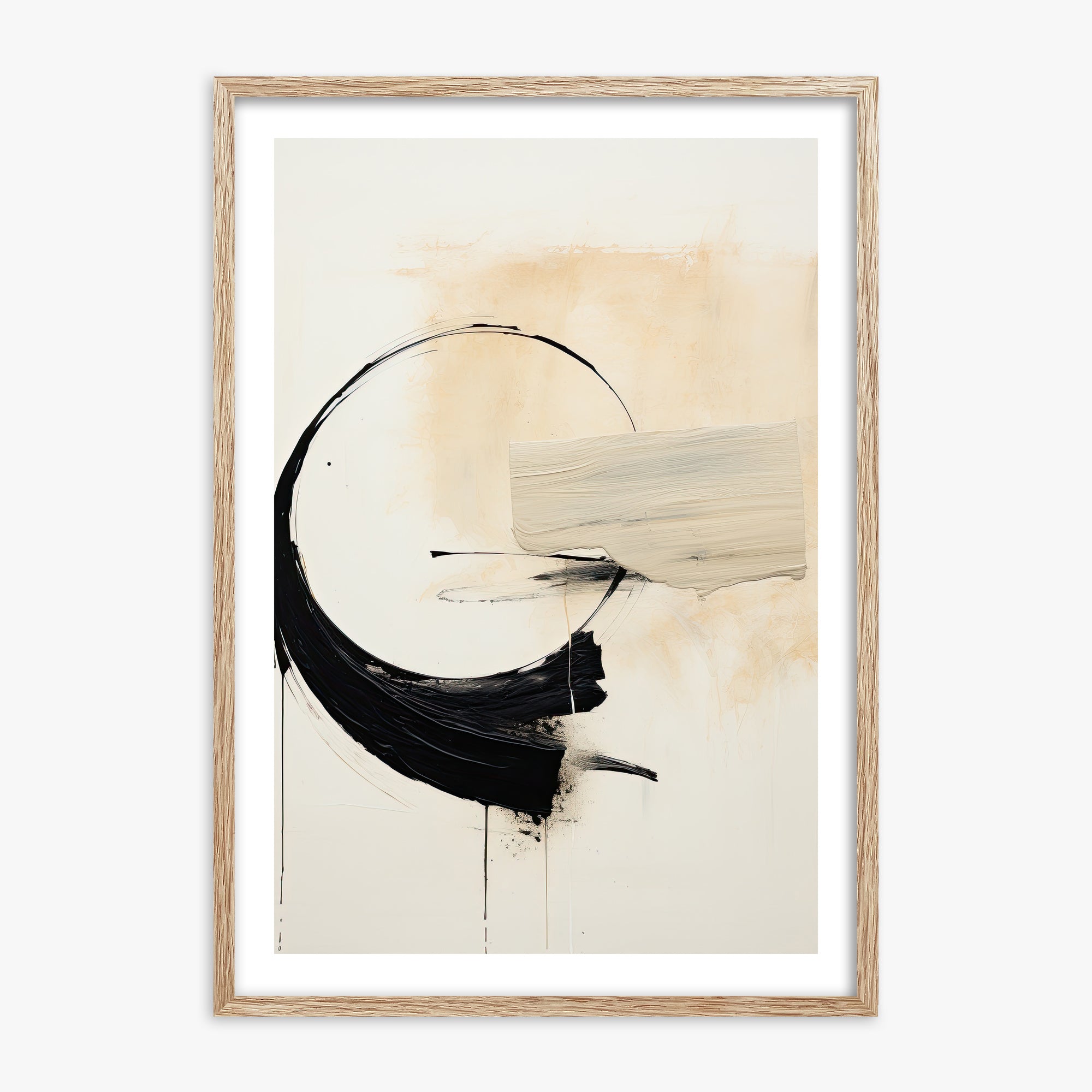 Arc Fragment, 70x100cm Framed Art Reproduction With Raw Oak Frame