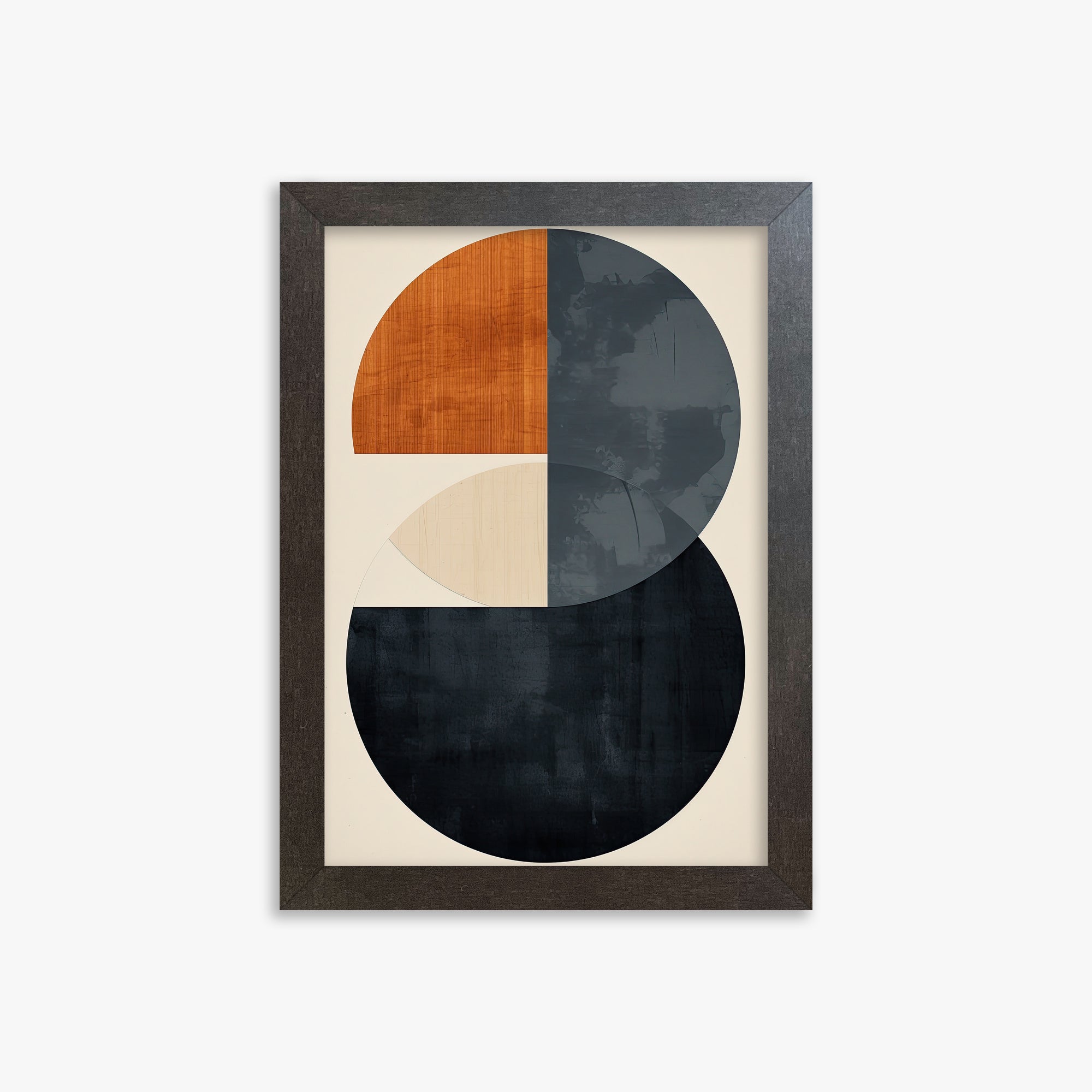 Geometric Eclipse, 21x30cm Framed Art Reproduction With Espresso Frame