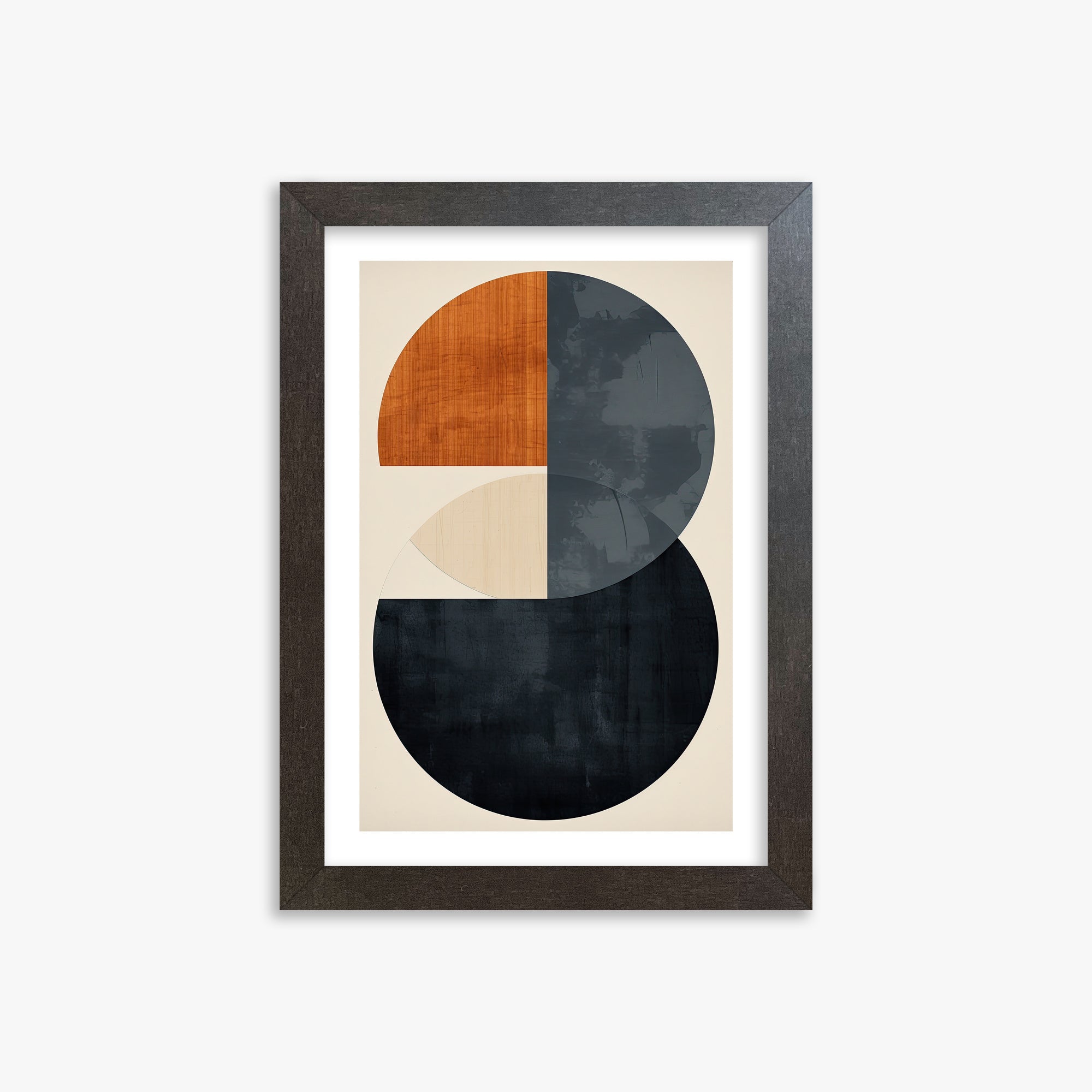 Geometric Eclipse, 21x30cm Framed Art Reproduction With Espresso Frame