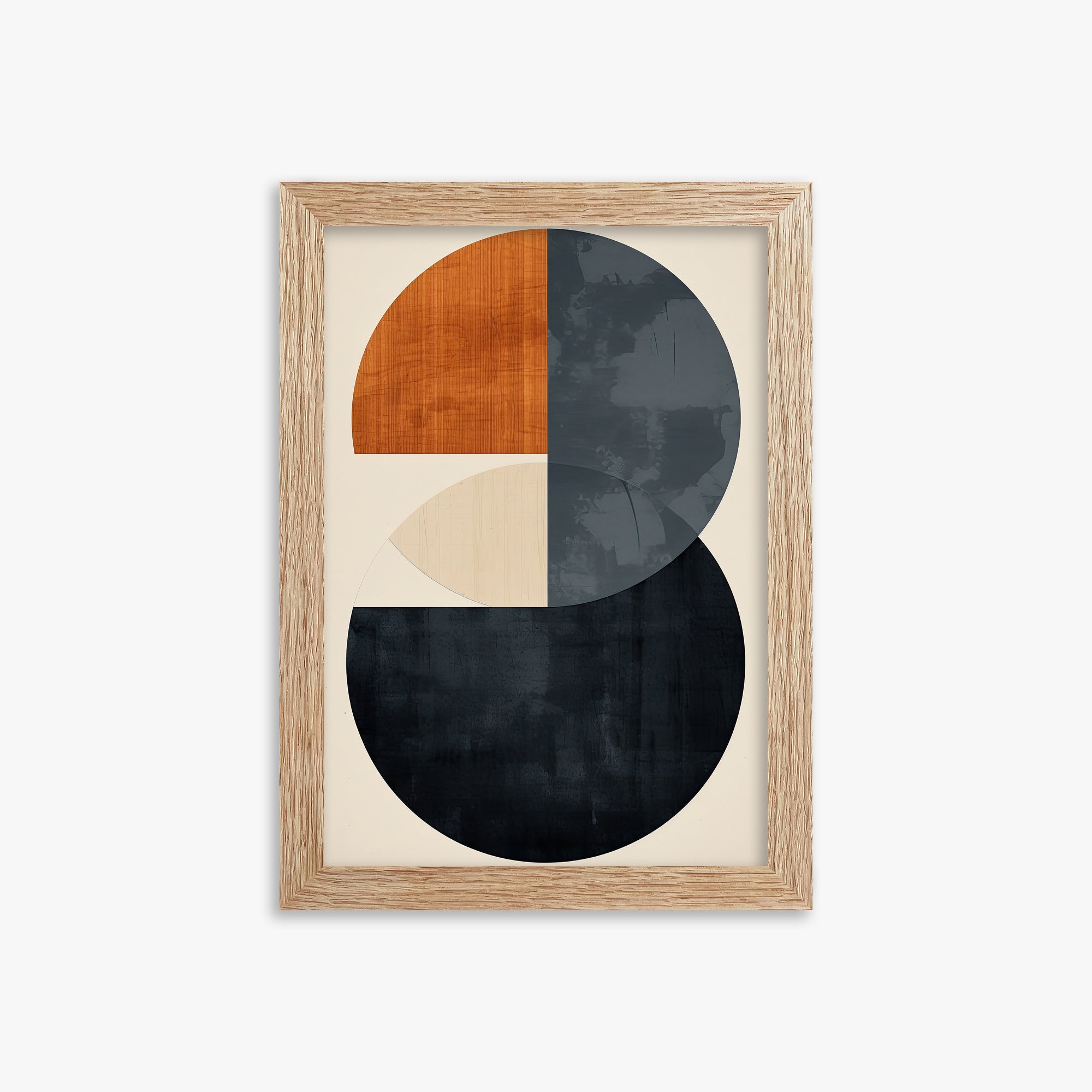 Geometric Eclipse, 21x30cm Framed Art Reproduction With Raw Oak Frame
