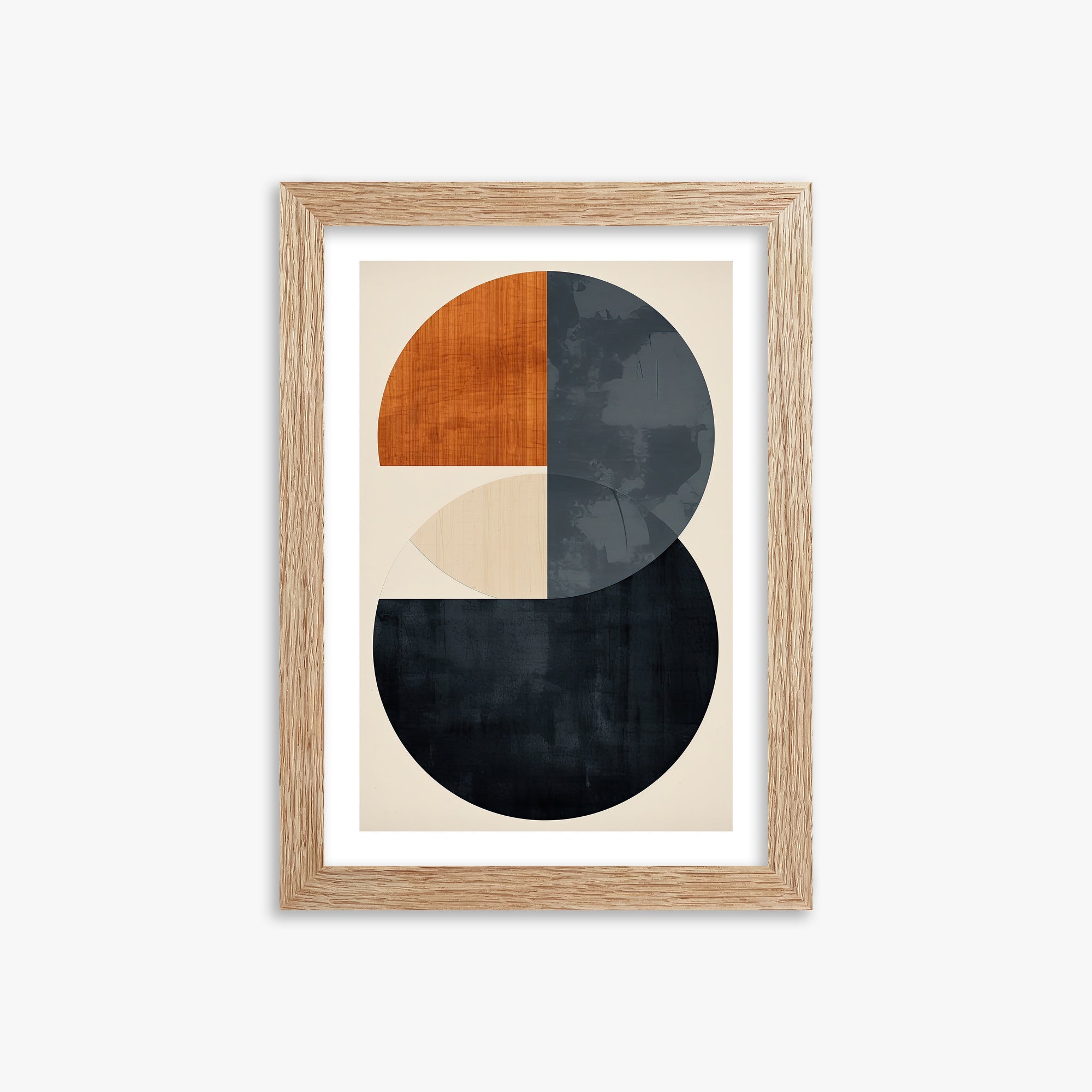Geometric Eclipse, 21x30cm Framed Art Reproduction With Raw Oak Frame