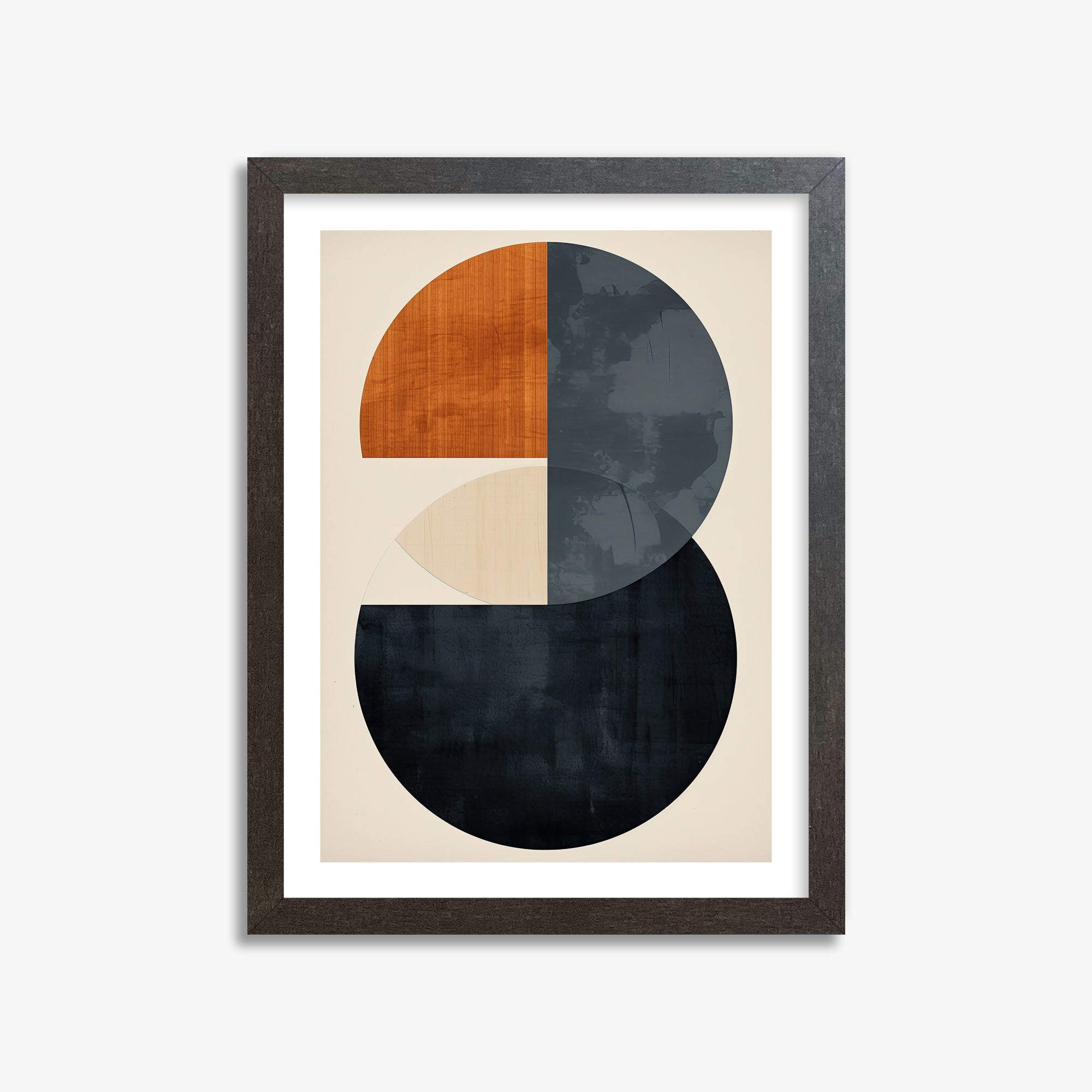 Geometric Eclipse, 30x40cm Framed Art Reproduction With Espresso Frame