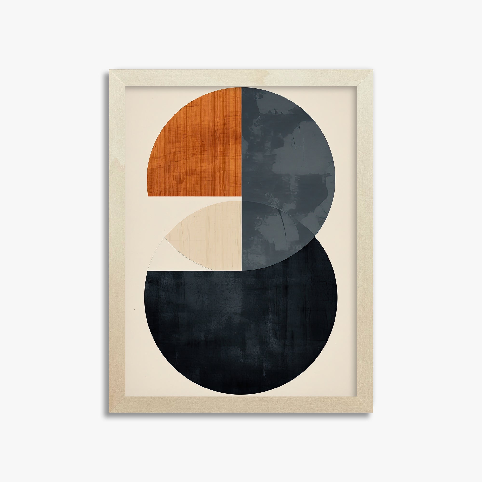 Geometric Eclipse, 30x40cm Framed Art Reproduction With Lime Wood Frame