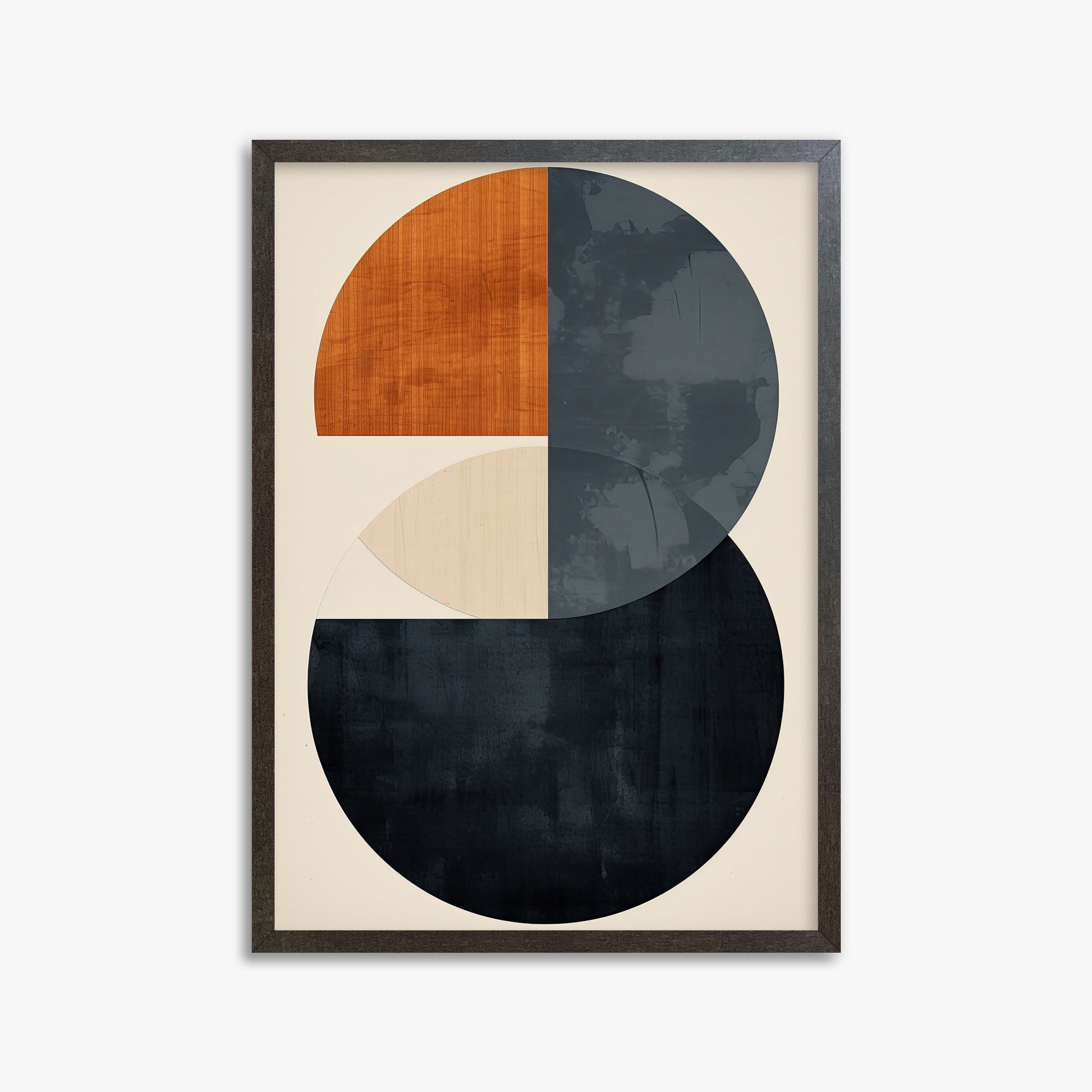Geometric Eclipse, 50x70cm Framed Art Reproduction With Espresso Frame