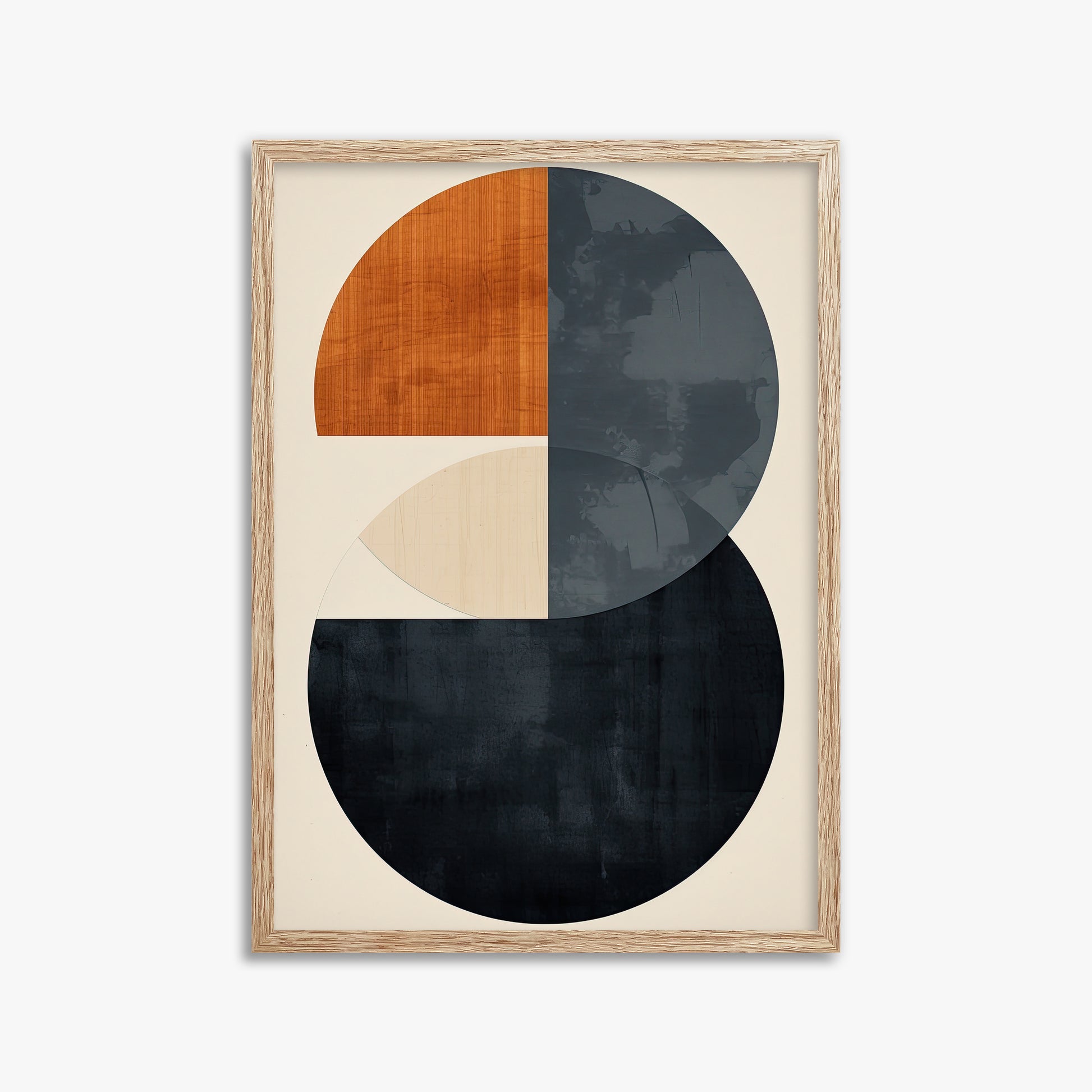 Geometric Eclipse, 50x70cm Framed Art Reproduction With Raw Oak Frame