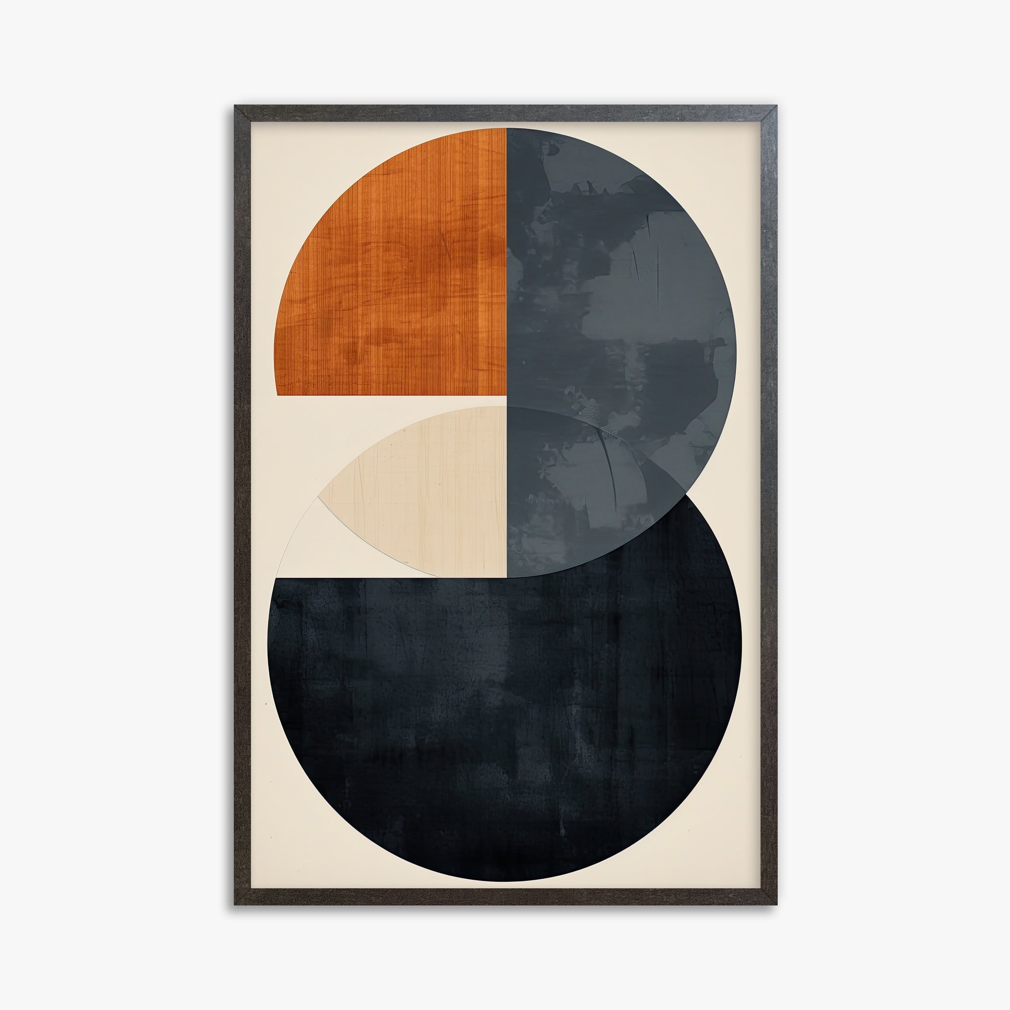 Geometric Eclipse, 61x91cm Framed Art Reproduction With Espresso Frame