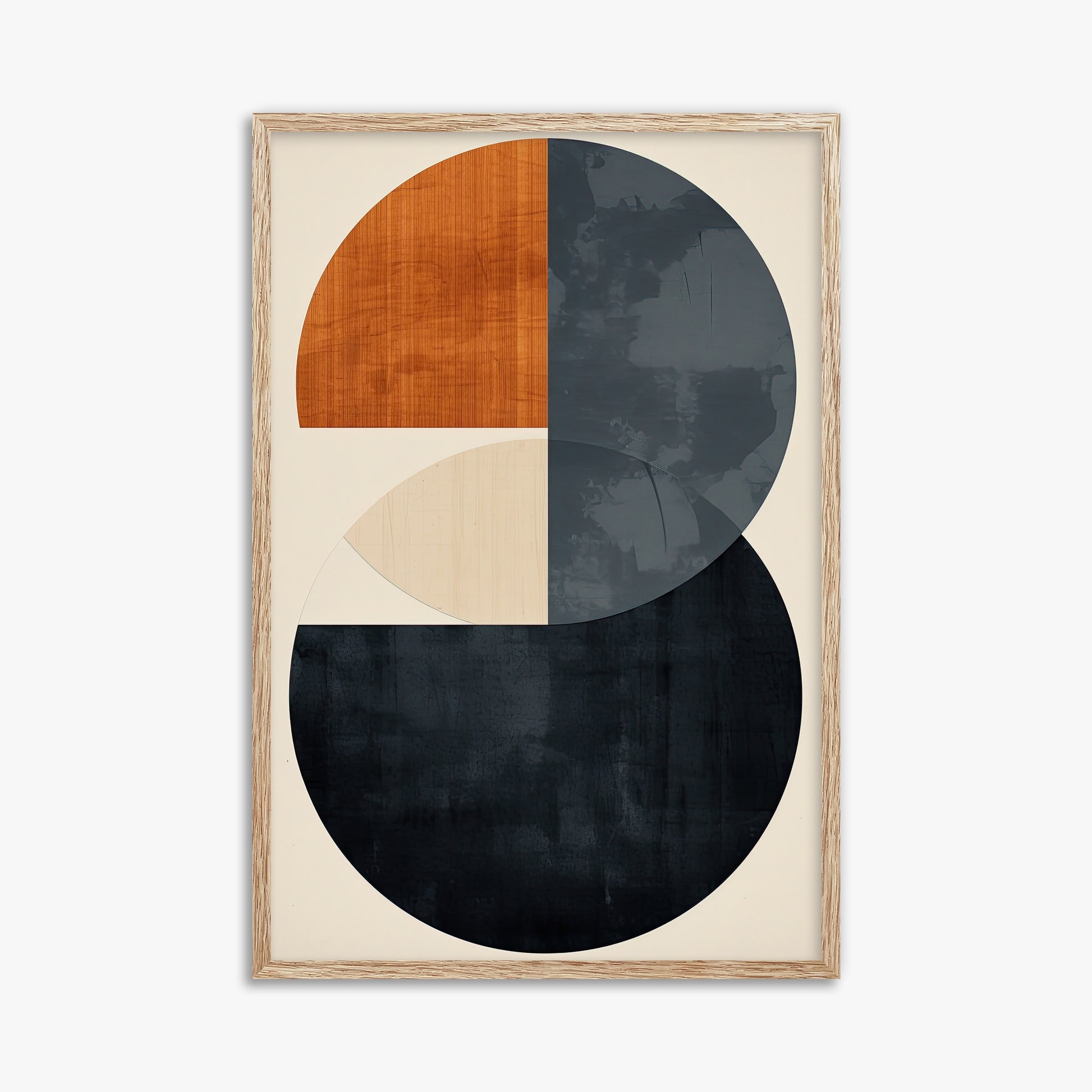 Geometric Eclipse, 61x91cm Framed Art Reproduction With Raw Oak Frame
