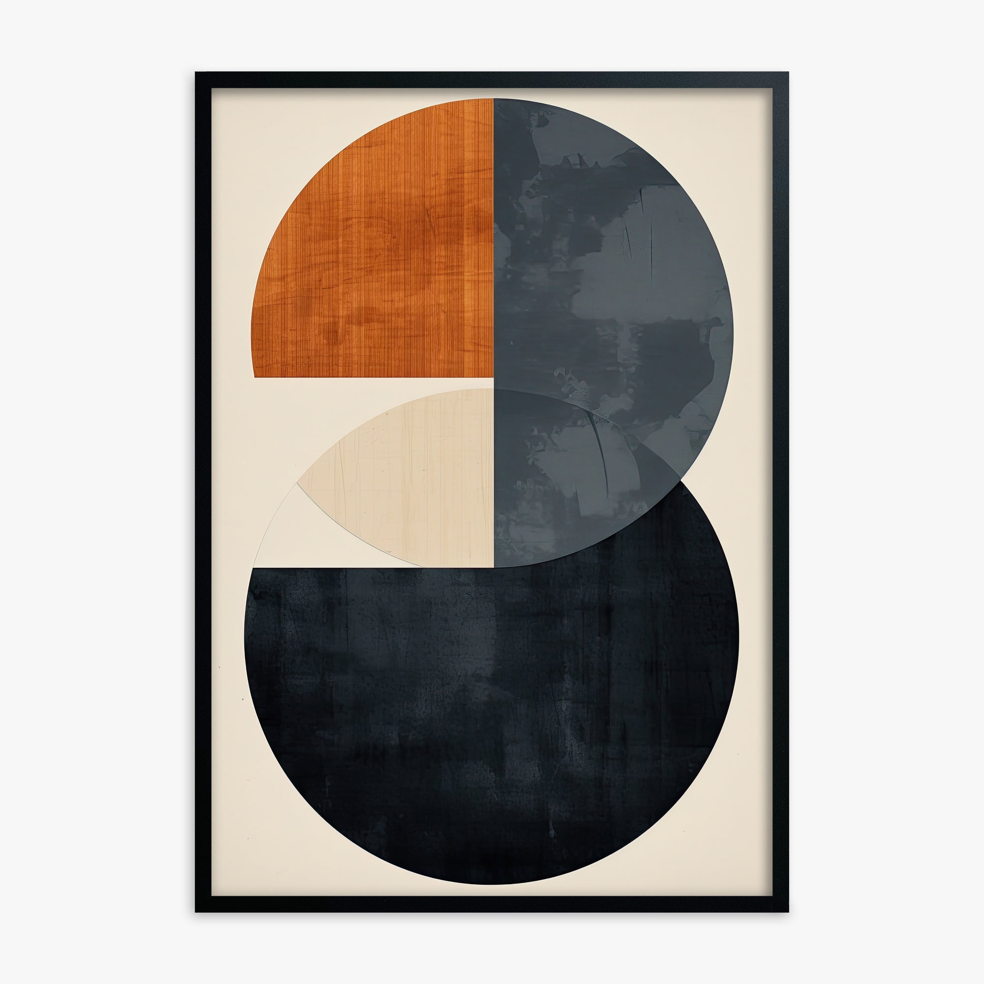 Geometric Eclipse, Black Framed Poster With Black Frame
