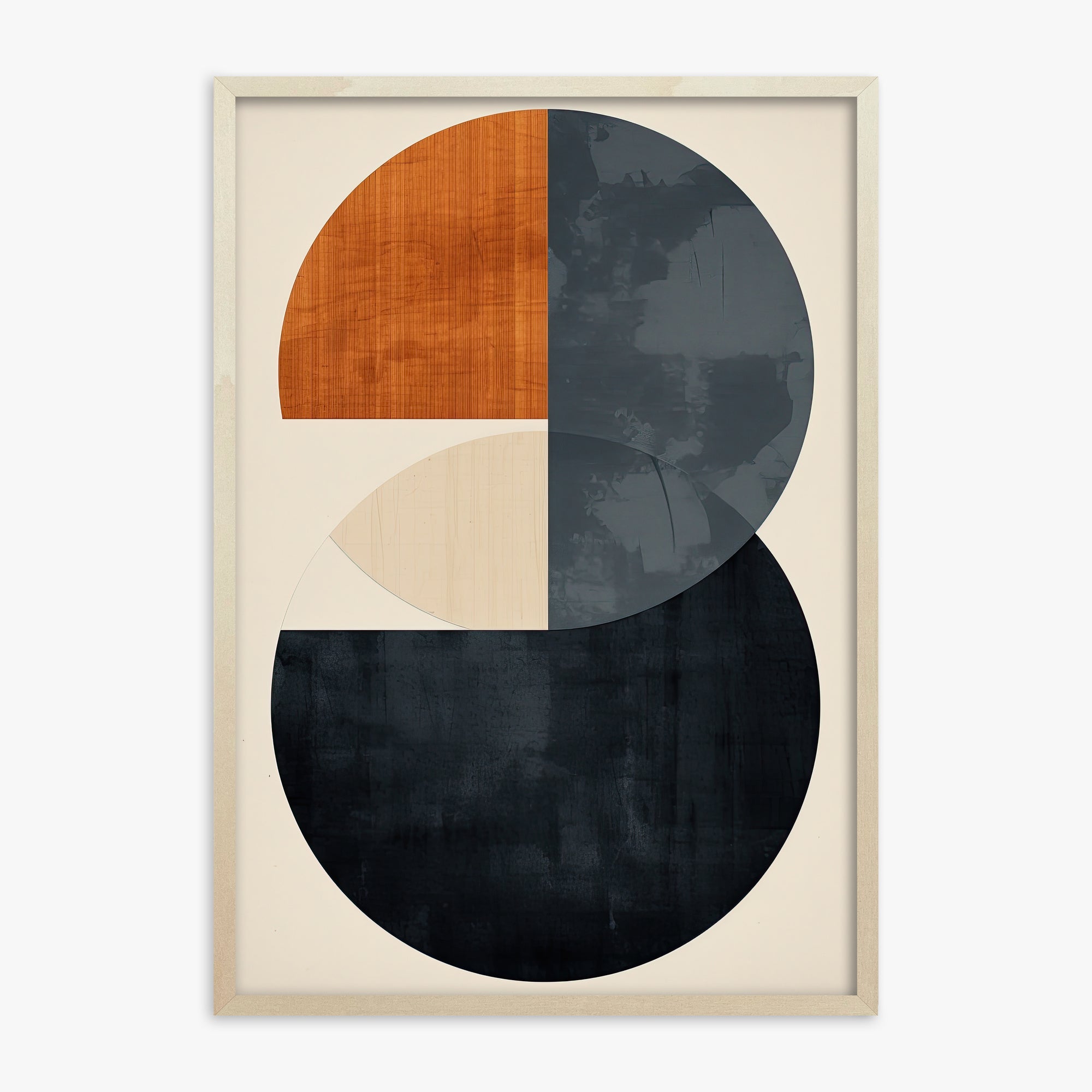 Geometric Eclipse, 70x100cm Framed Art Reproduction With Lime Wood Frame