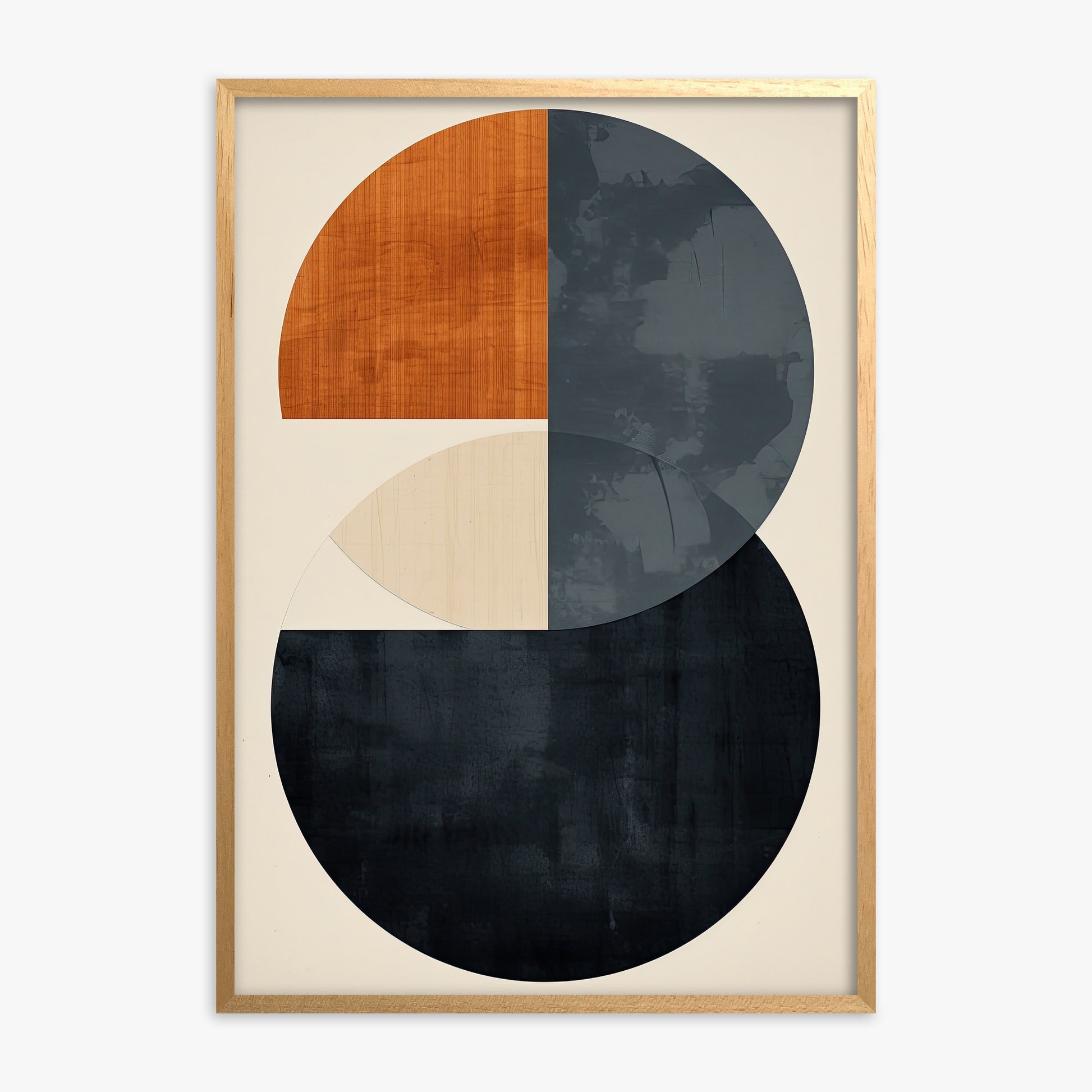 Geometric Eclipse, Oak Framed Poster With Oak Frame