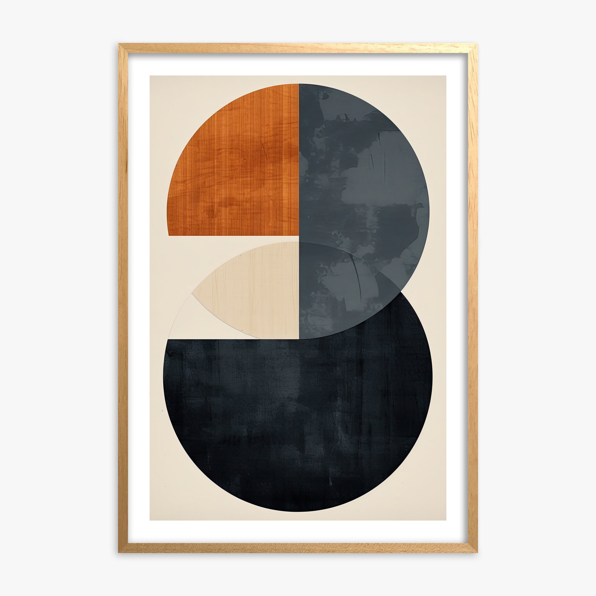 Geometric Eclipse, Oak Framed Poster With Oak Frame