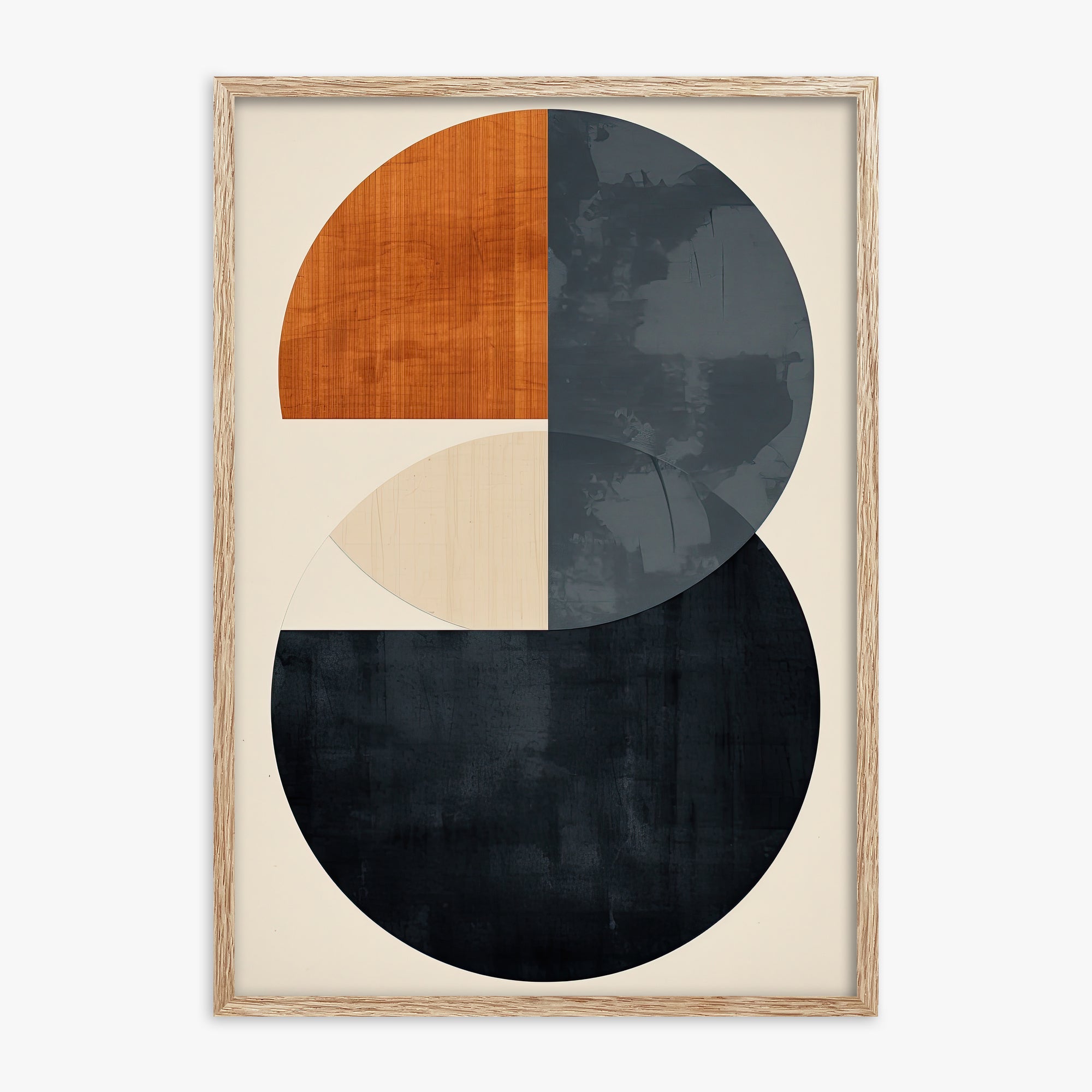 Geometric Eclipse, 70x100cm Framed Art Reproduction With Raw Oak Frame