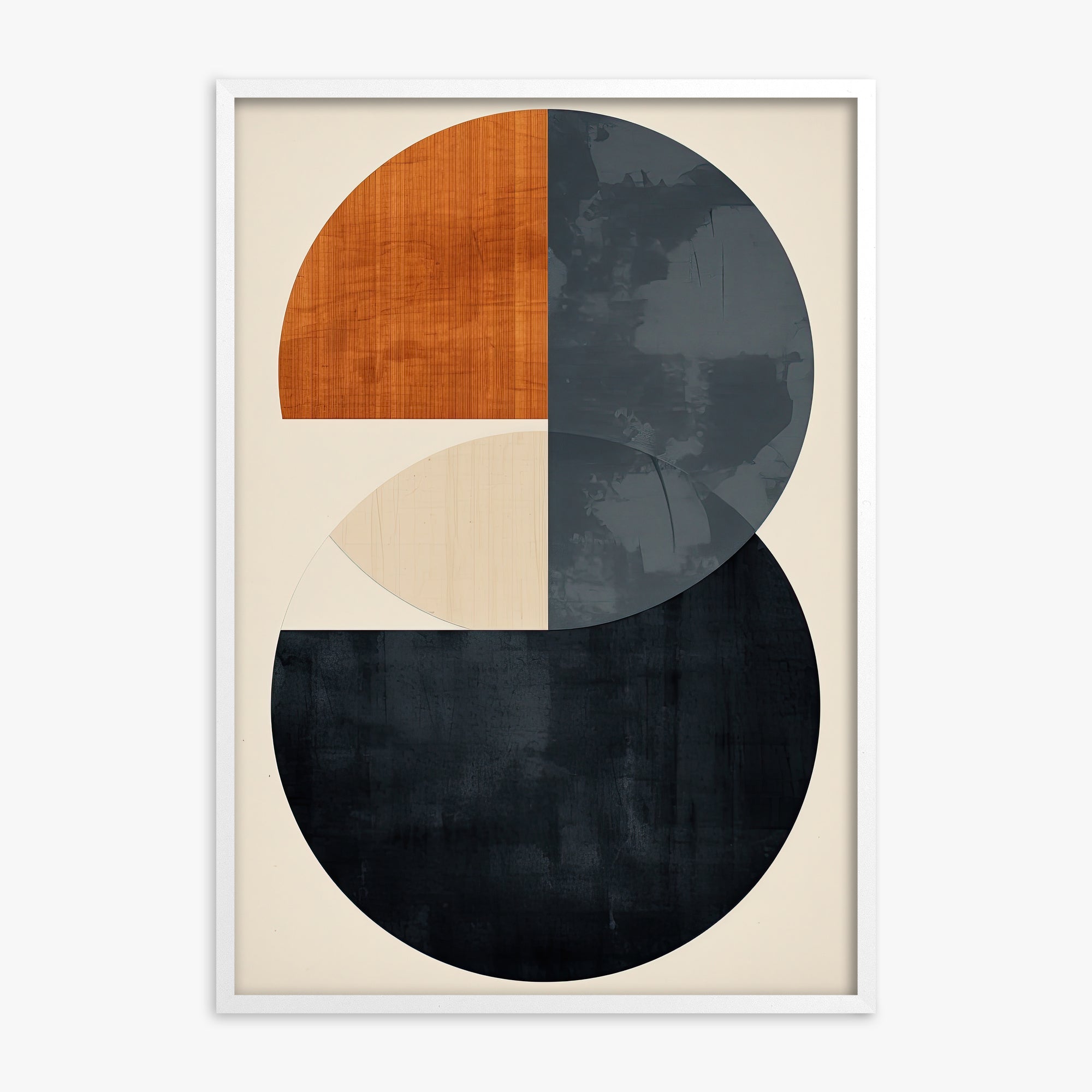 Geometric Eclipse, White Framed Poster With White Frame