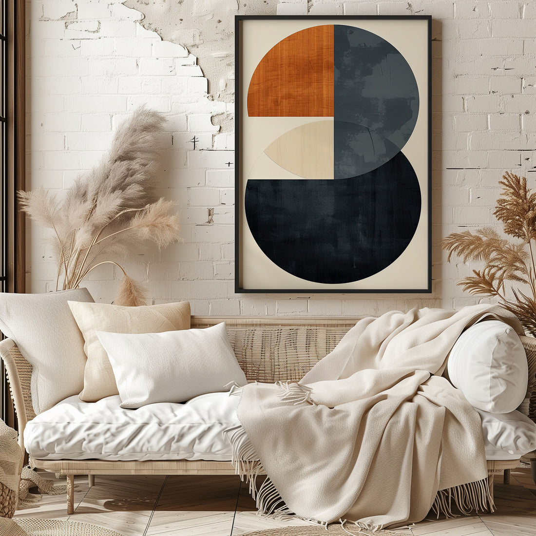 Geometric Eclipse, 50x70cm Framed Poster With Black Frame