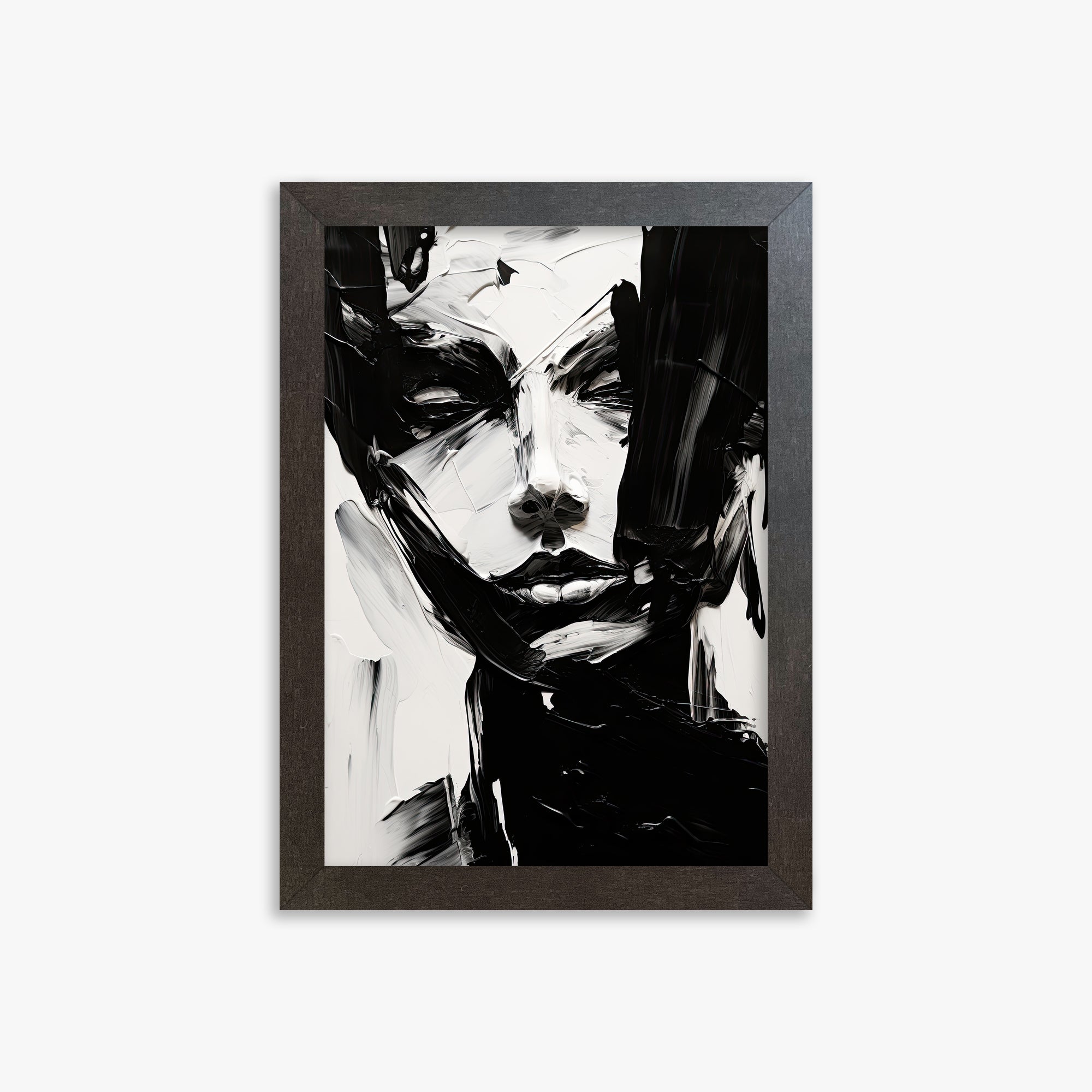 Monochrome Whisper, 21x30cm Framed Art Reproduction With Espresso Frame