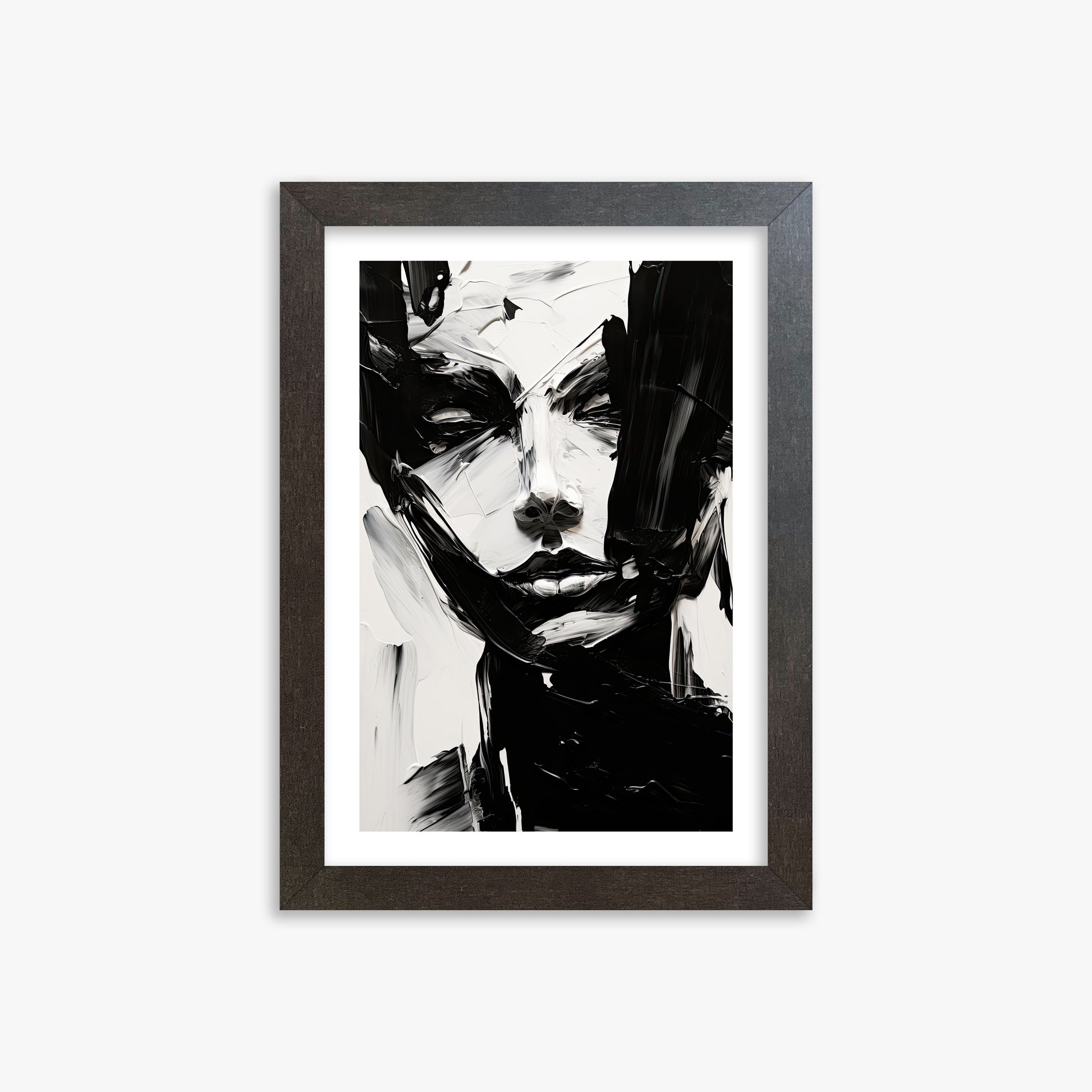 Monochrome Whisper, 21x30cm Framed Art Reproduction With Espresso Frame