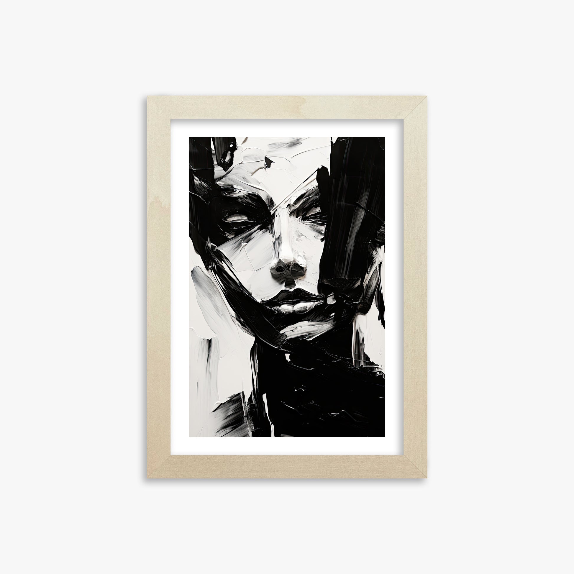 Monochrome Whisper, 21x30cm Framed Art Reproduction With Lime Wood Frame