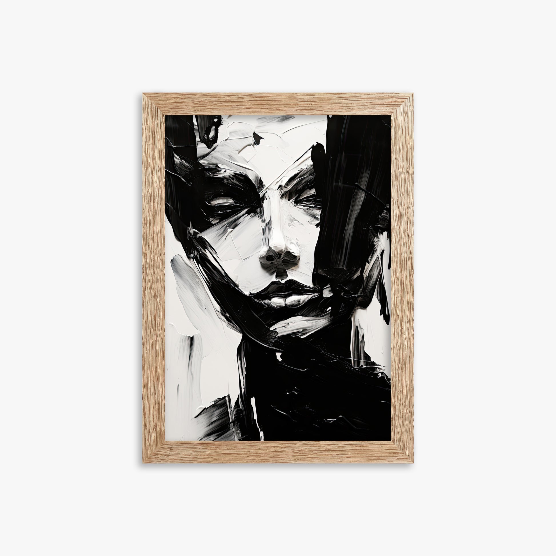 Monochrome Whisper, 21x30cm Framed Art Reproduction With Raw Oak Frame