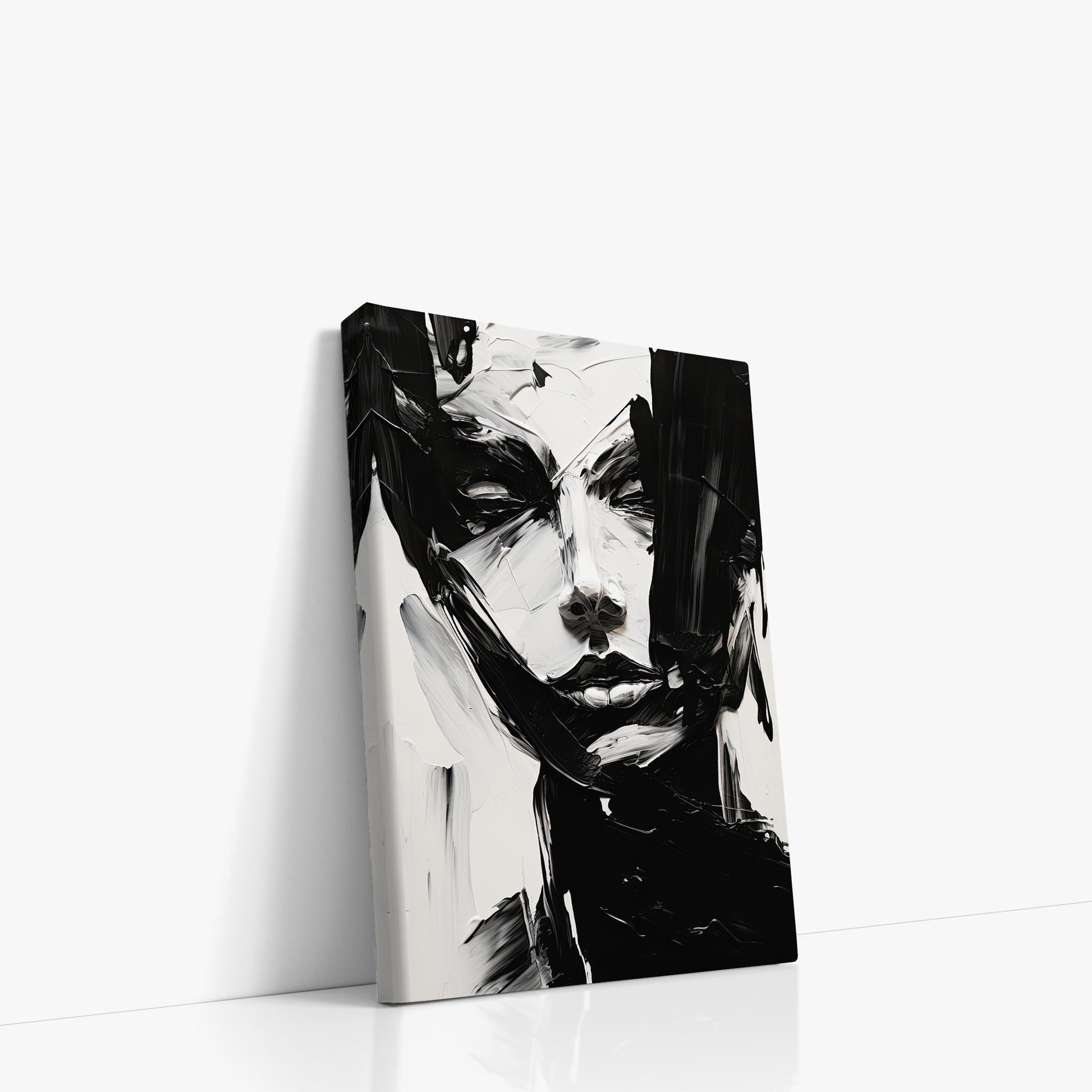 Monochrome Whisper, 21x30cm Satin Canvas Art Reproduction Left Angle