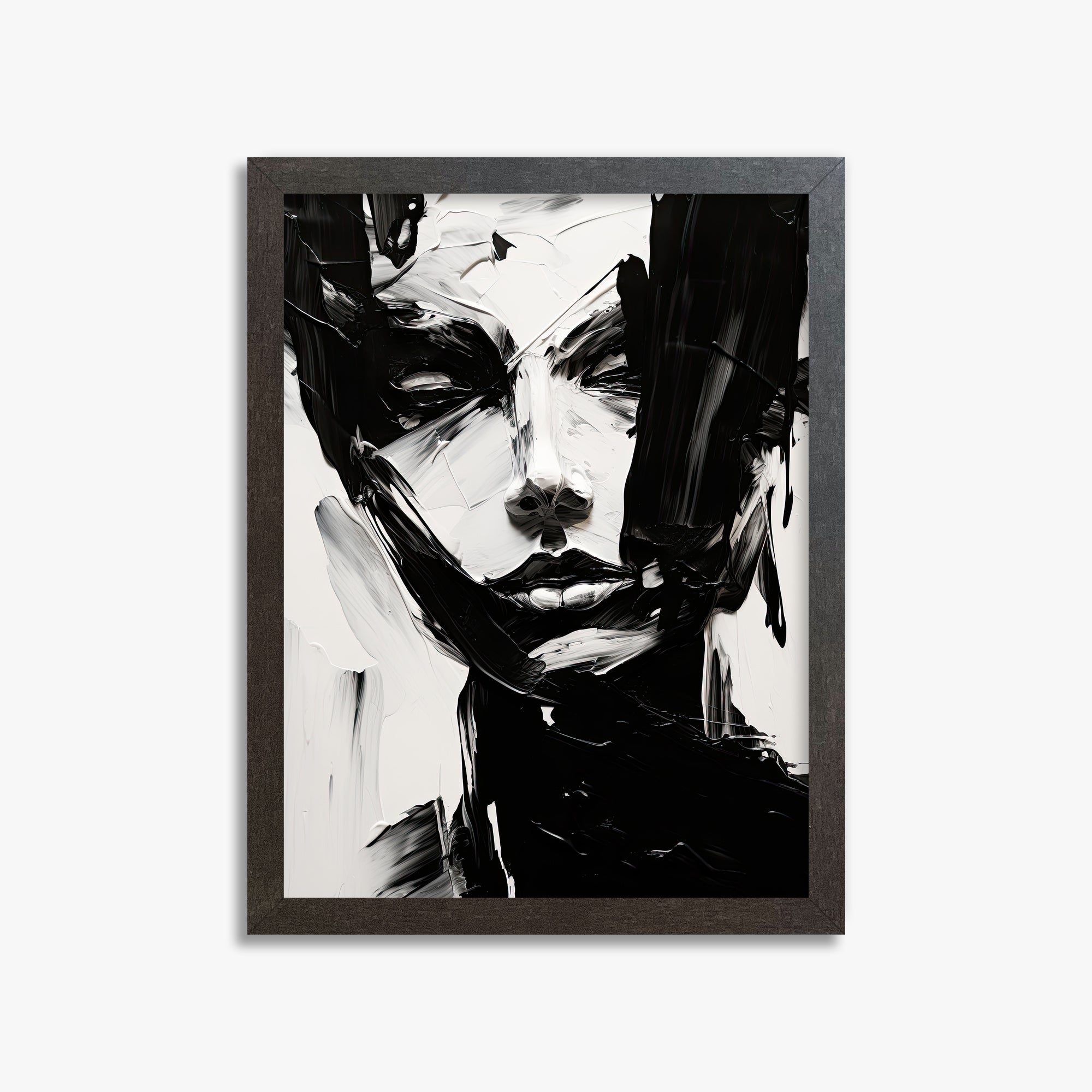 Monochrome Whisper, 30x40cm Framed Art Reproduction With Espresso Frame