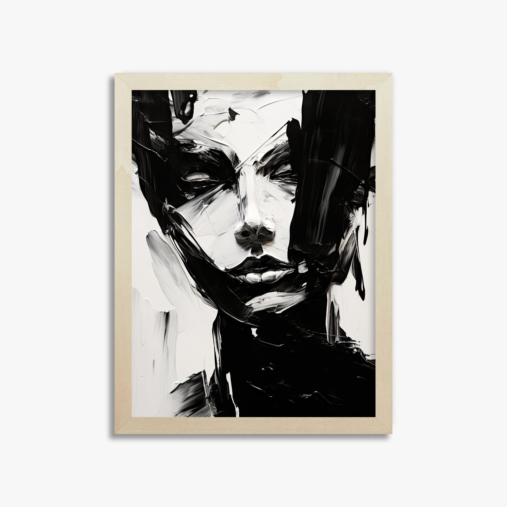 Monochrome Whisper, 30x40cm Framed Art Reproduction With Lime Wood Frame