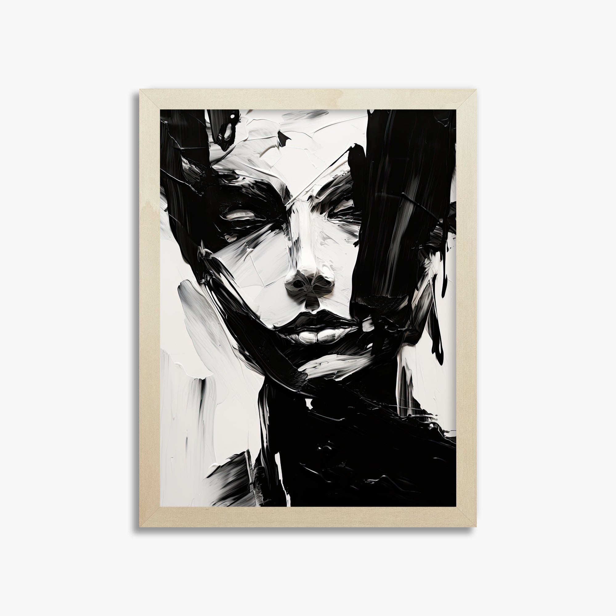 Monochrome Whisper, 30x40cm Framed Art Reproduction With Lime Wood Frame