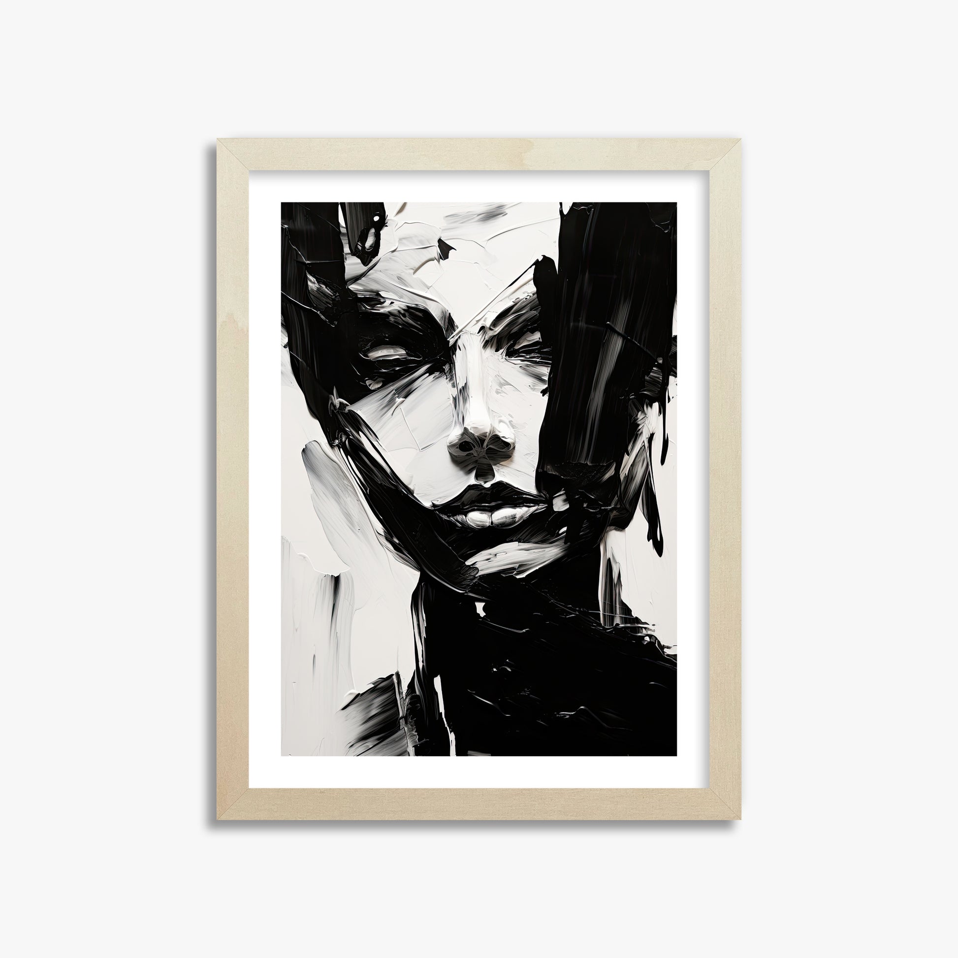 Monochrome Whisper, 30x40cm Framed Art Reproduction With Lime Wood Frame