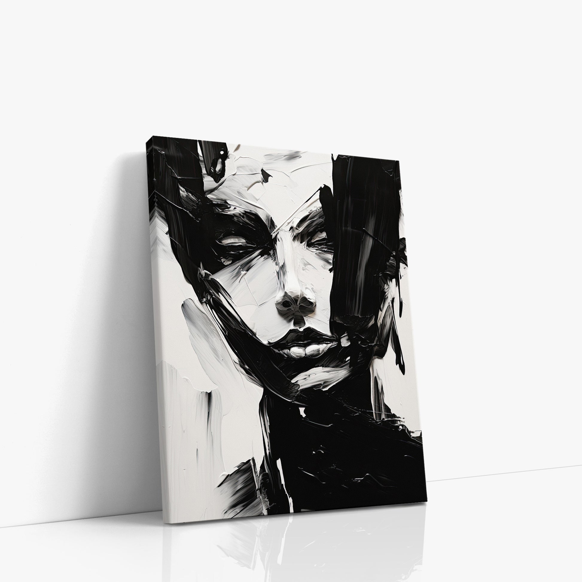 Monochrome Whisper, 30x40cm Satin Canvas Art Reproduction Left Angle