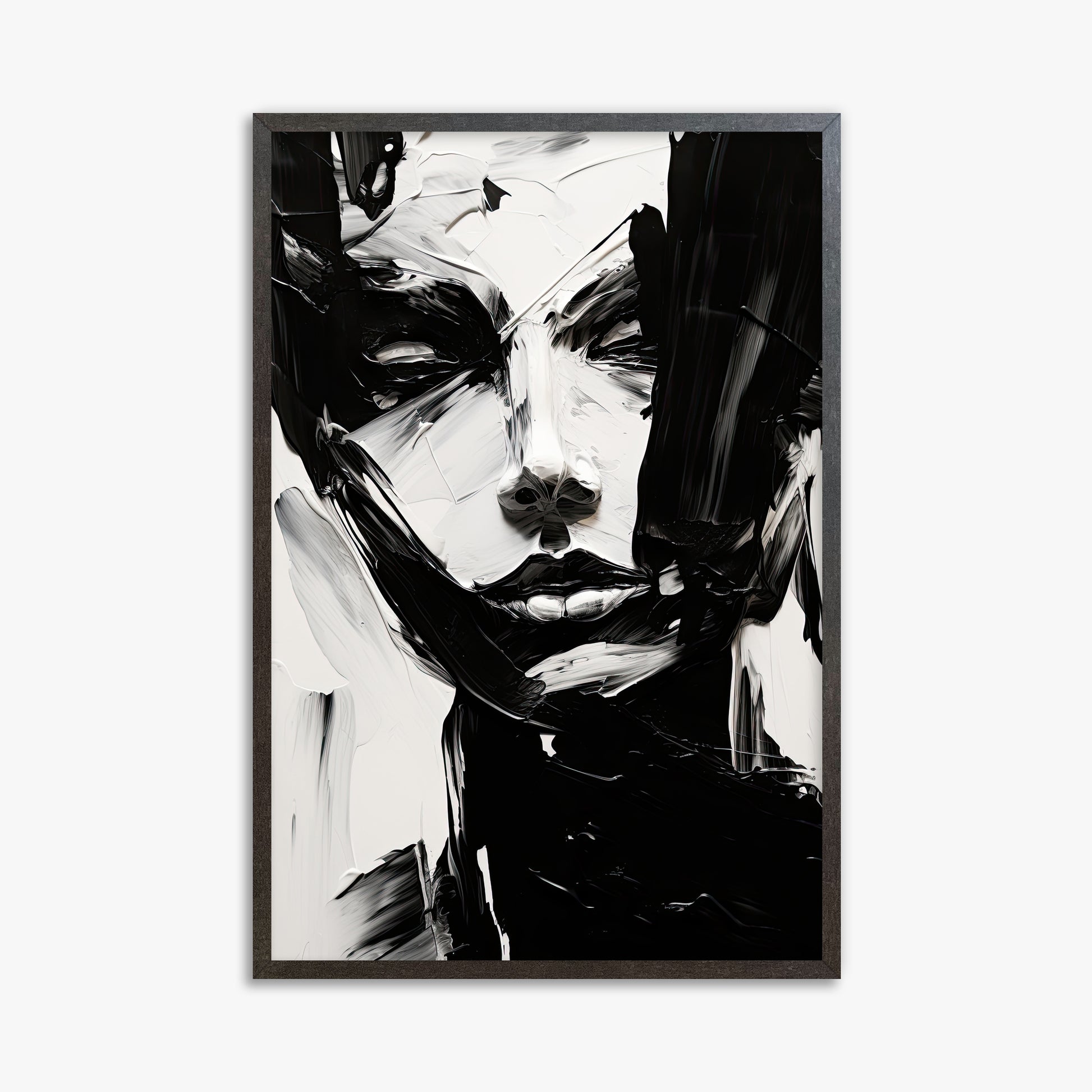 Monochrome Whisper, 61x91cm Framed Art Reproduction With Espresso Frame