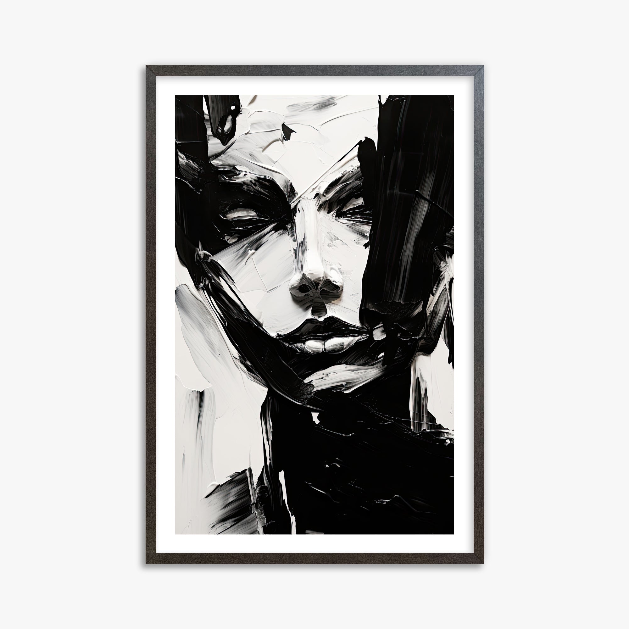 Monochrome Whisper, 61x91cm Framed Art Reproduction With Espresso Frame