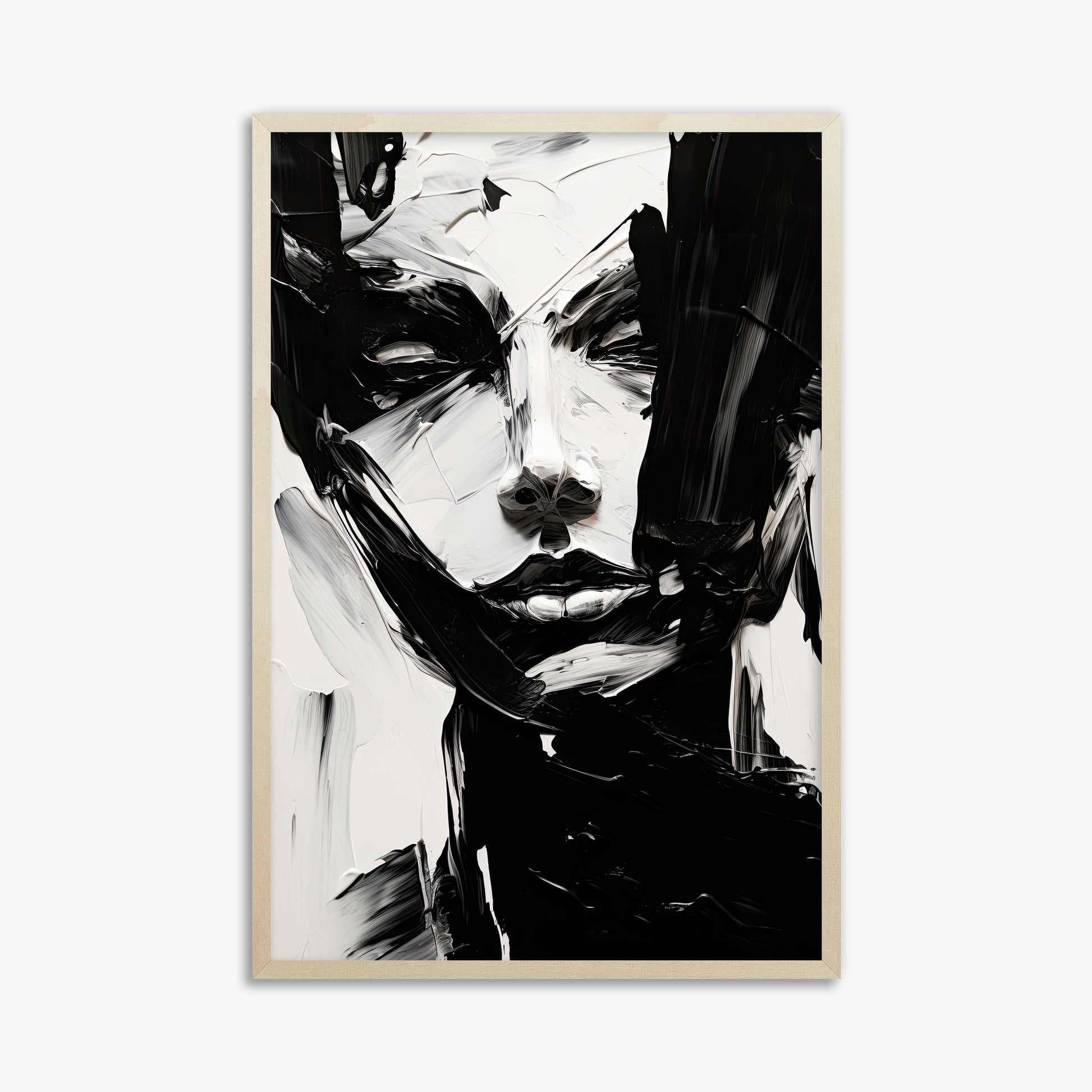Monochrome Whisper, 61x91cm Framed Art Reproduction With Lime Wood Frame