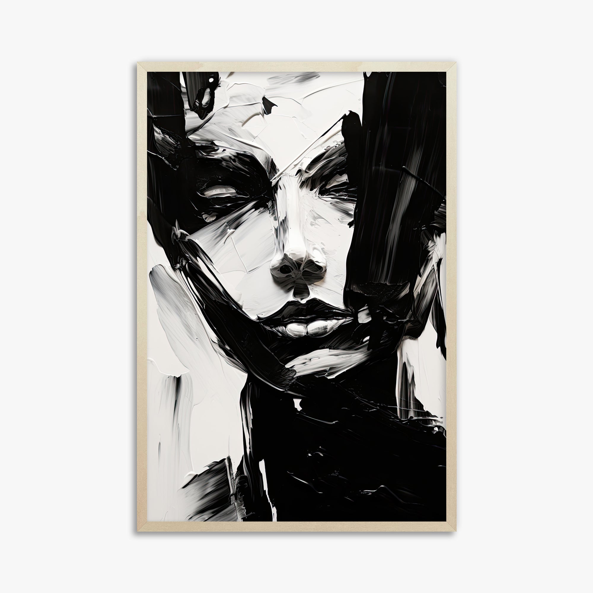 Monochrome Whisper, 61x91cm Framed Art Reproduction With Lime Wood Frame