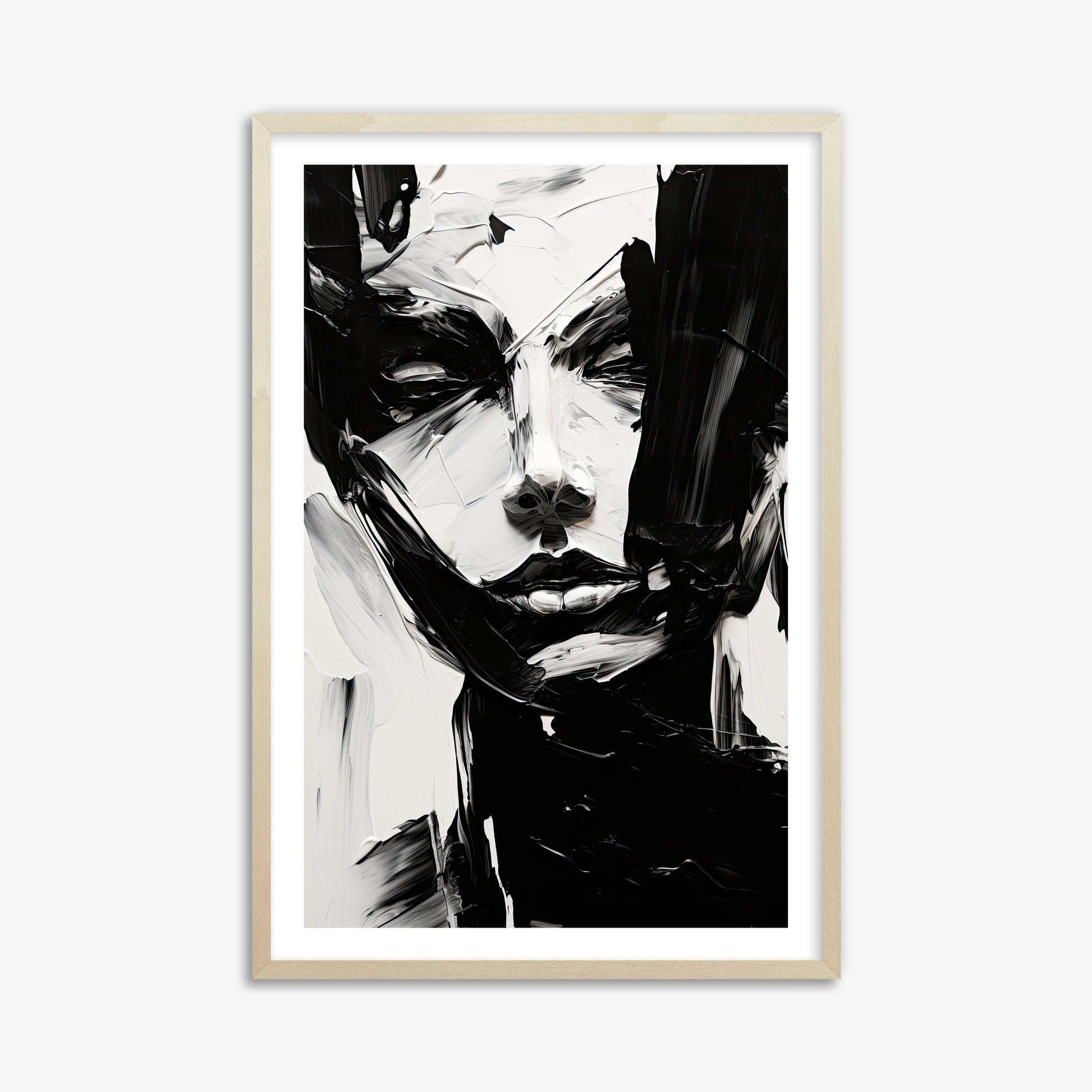 Monochrome Whisper, 61x91cm Framed Art Reproduction With Lime Wood Frame