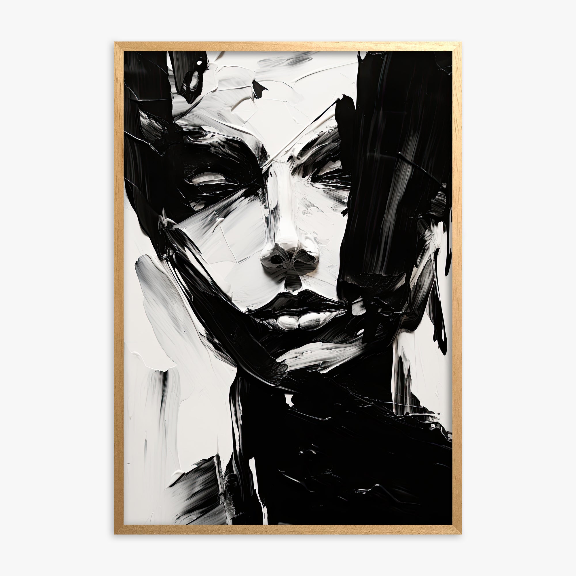 Monochrome Whisper, Oak Framed Poster With Oak Frame