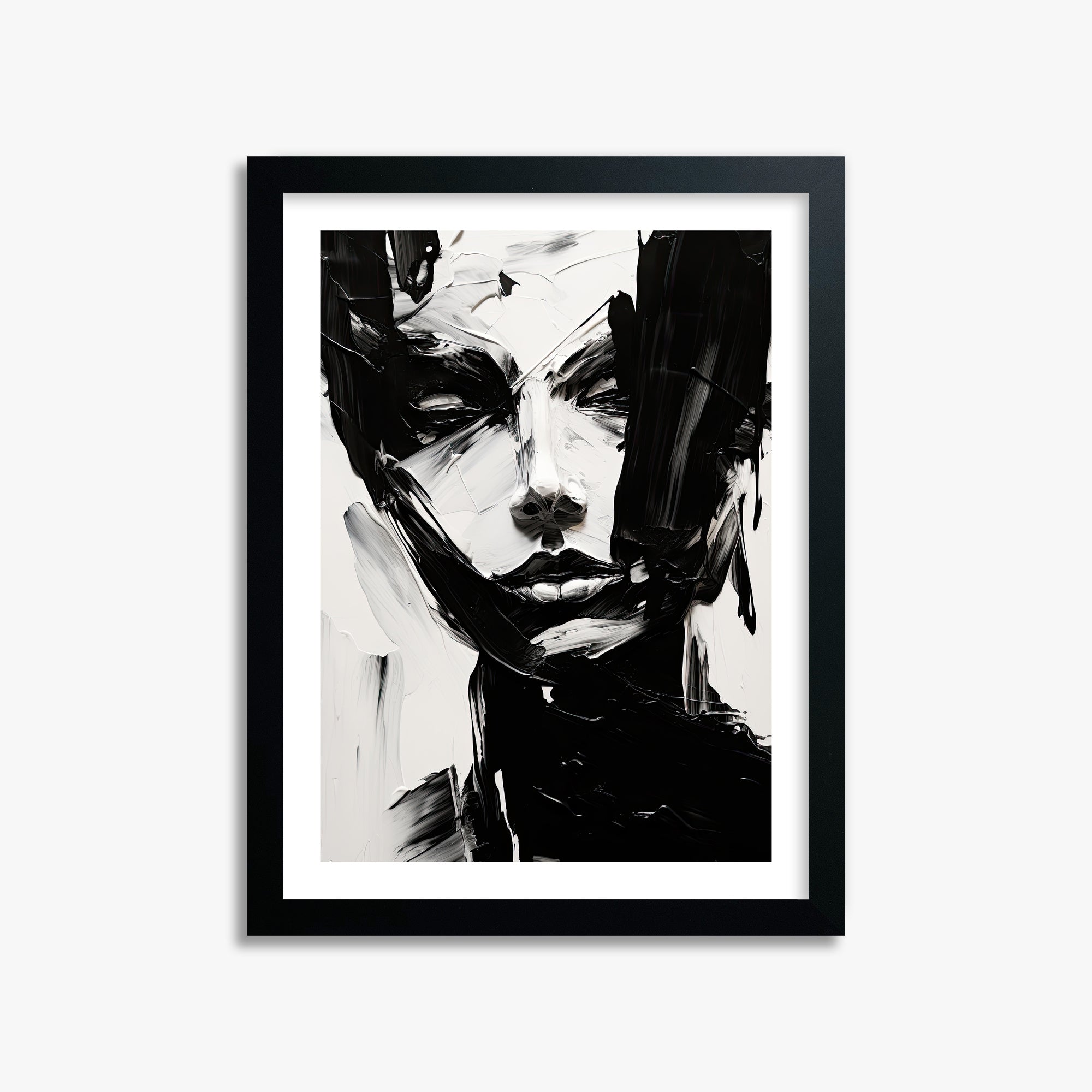 Monochrome Whisper, 30x40cm Black Framed Art Reproduction