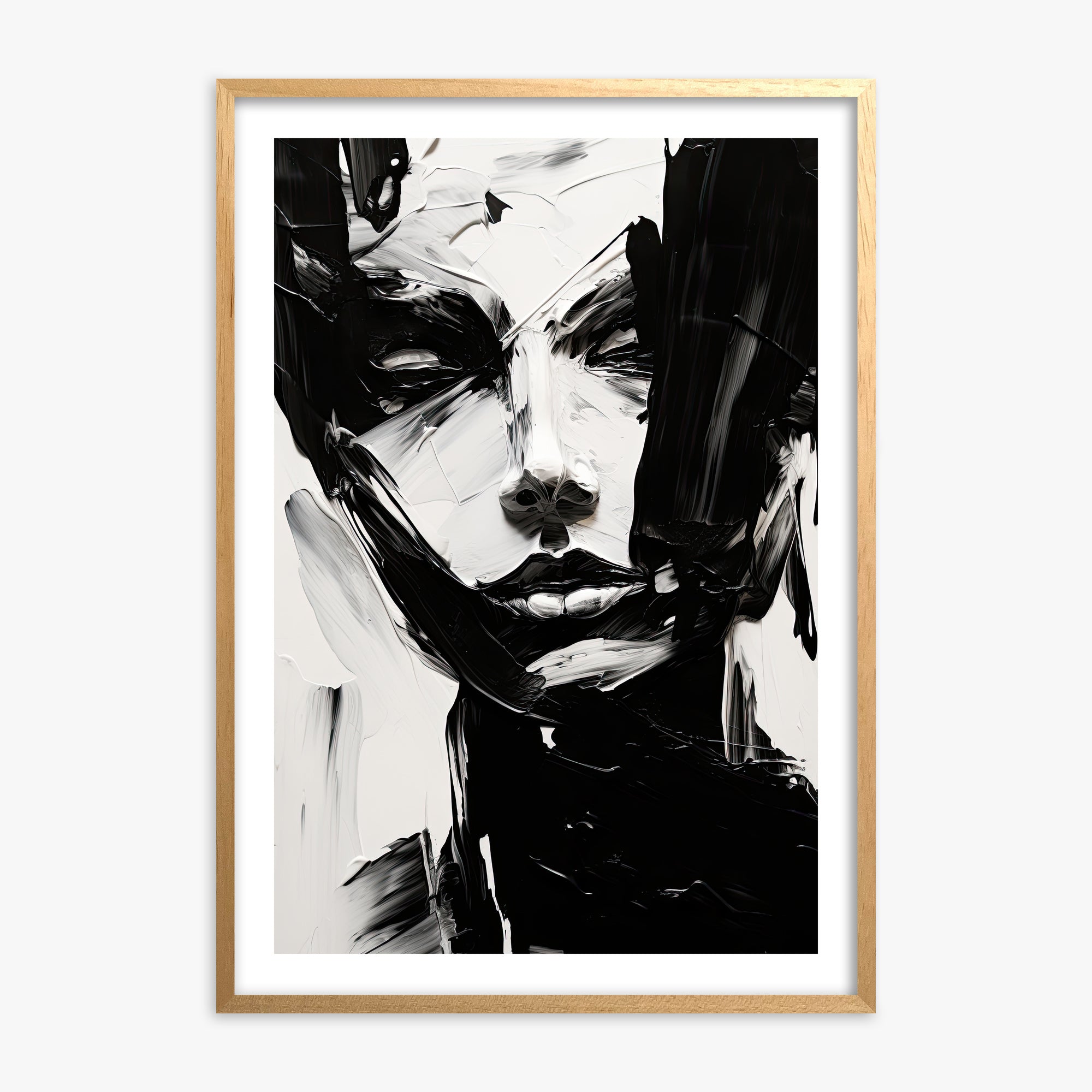 Monochrome Whisper, 70x100cm Oak Framed Art Reproduction