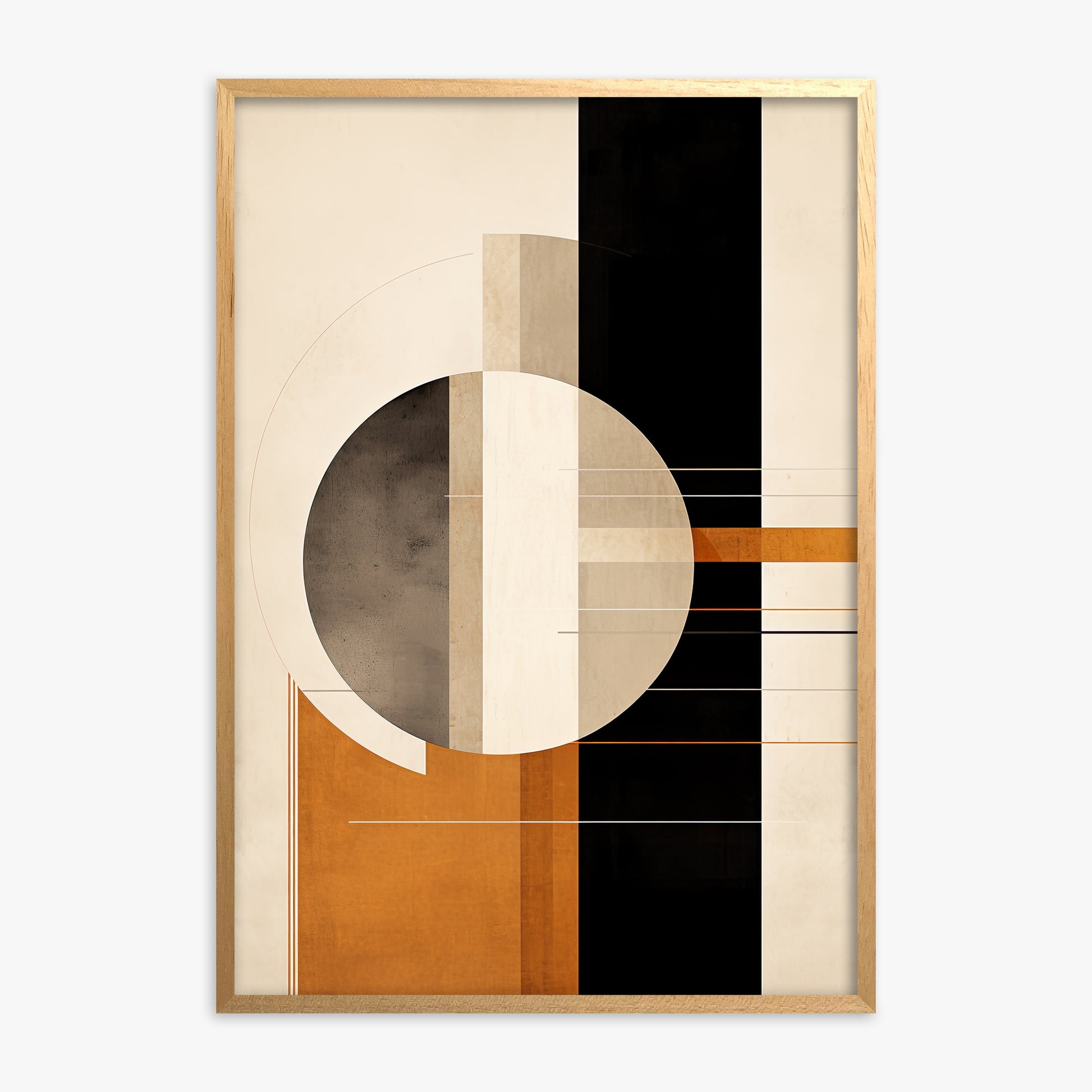 Bauhaus Equilibrium, Oak Framed Poster With Oak Frame