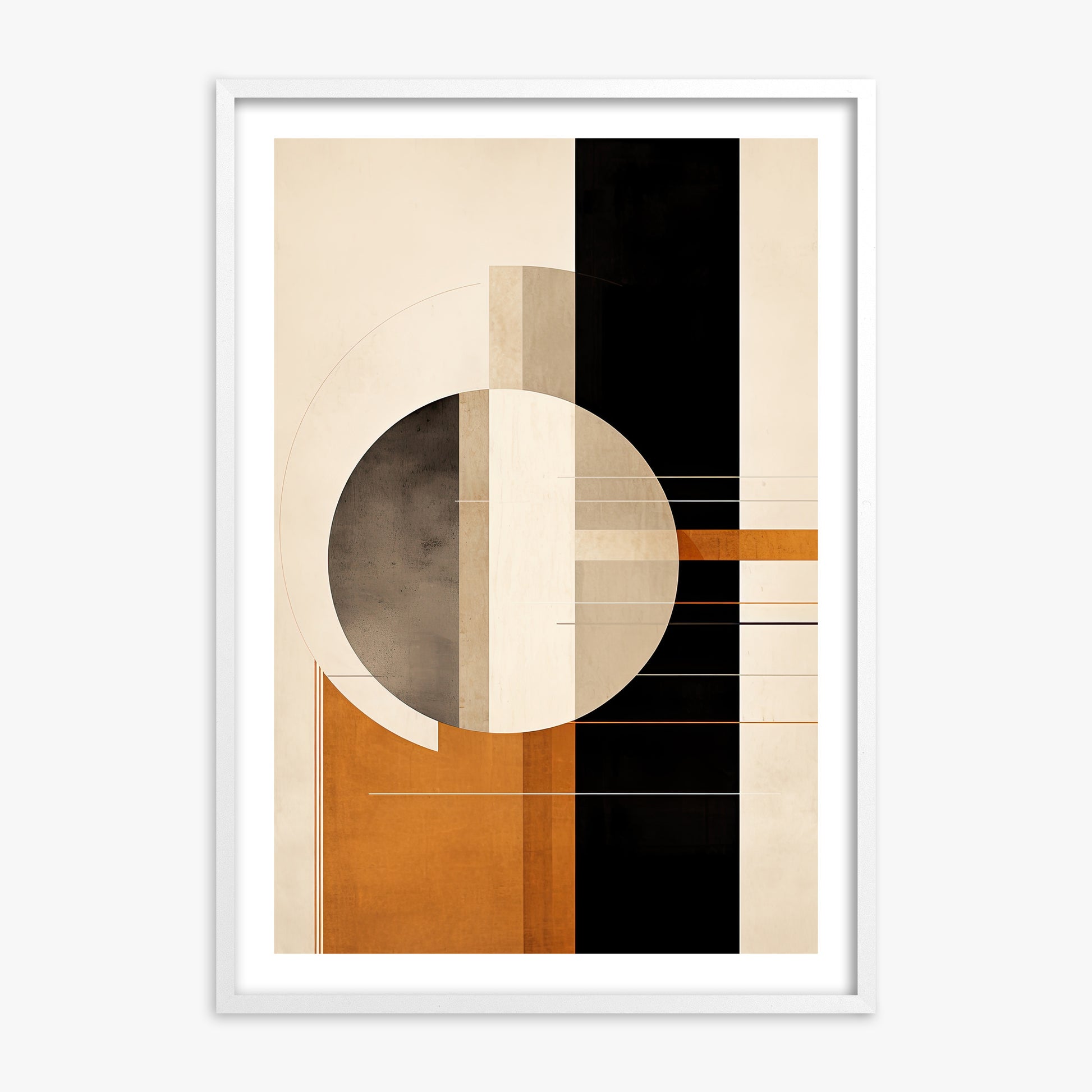 Bauhaus Equilibrium, White Framed Poster With White Frame