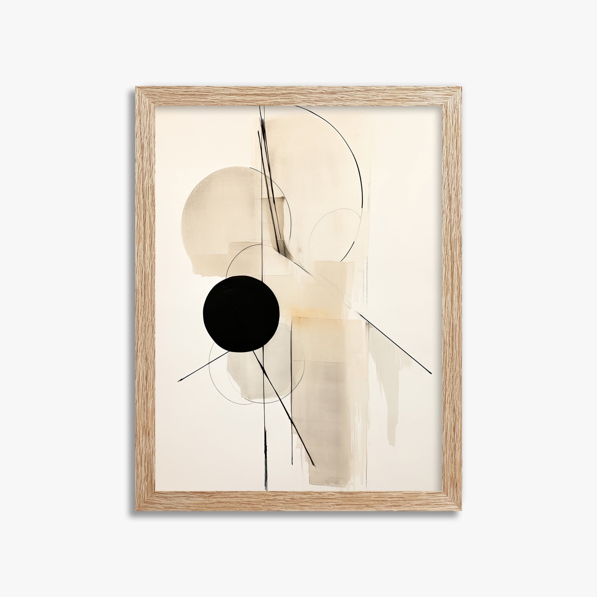 Linear Confluence, 30x40cm Framed Art Reproduction With Raw Oak Frame