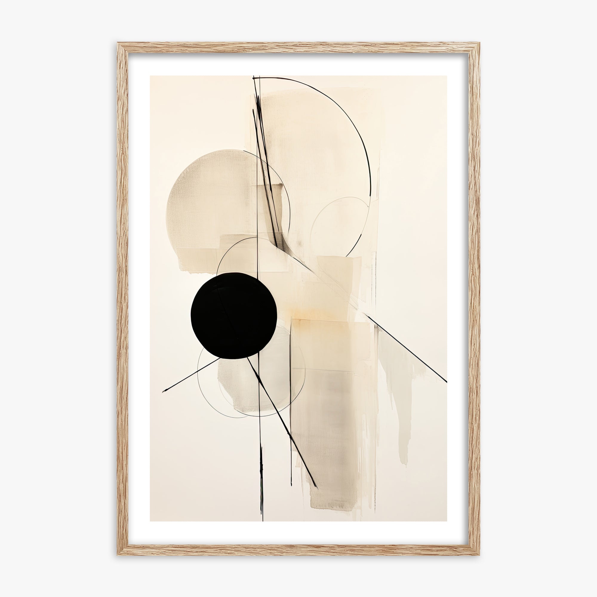 Linear Confluence, 70x100cm Framed Art Reproduction With Raw Oak Frame