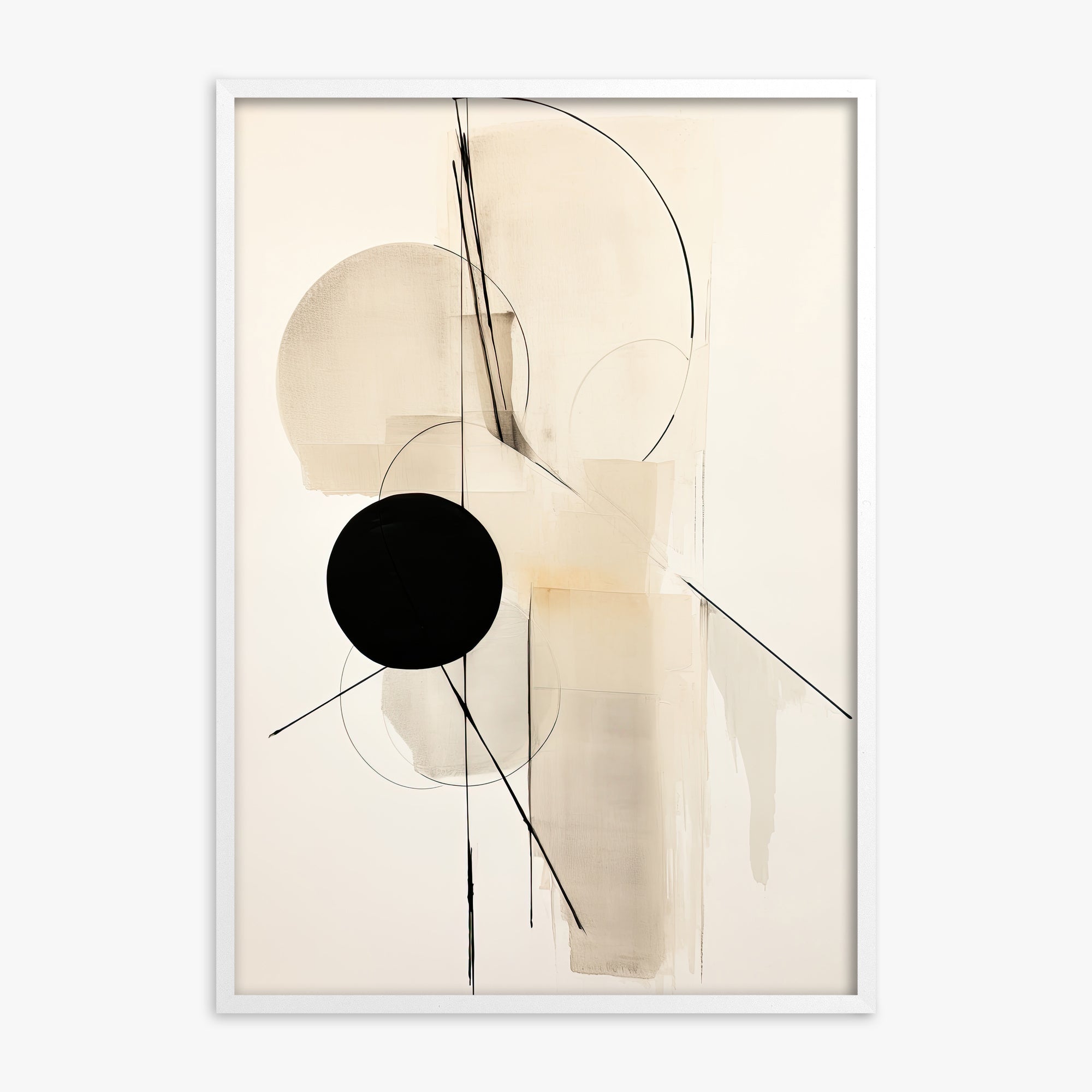 Linear Confluence, White Framed Poster With White Frame