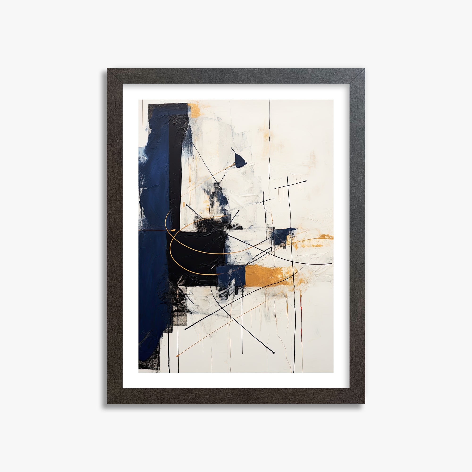 Golden Tangent, 30x40cm Framed Art Reproduction With Espresso Frame