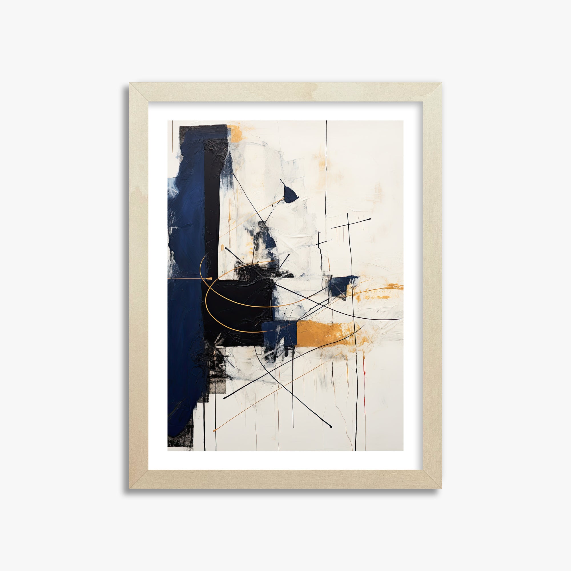 Golden Tangent, 30x40cm Framed Art Reproduction With Lime Wood Frame