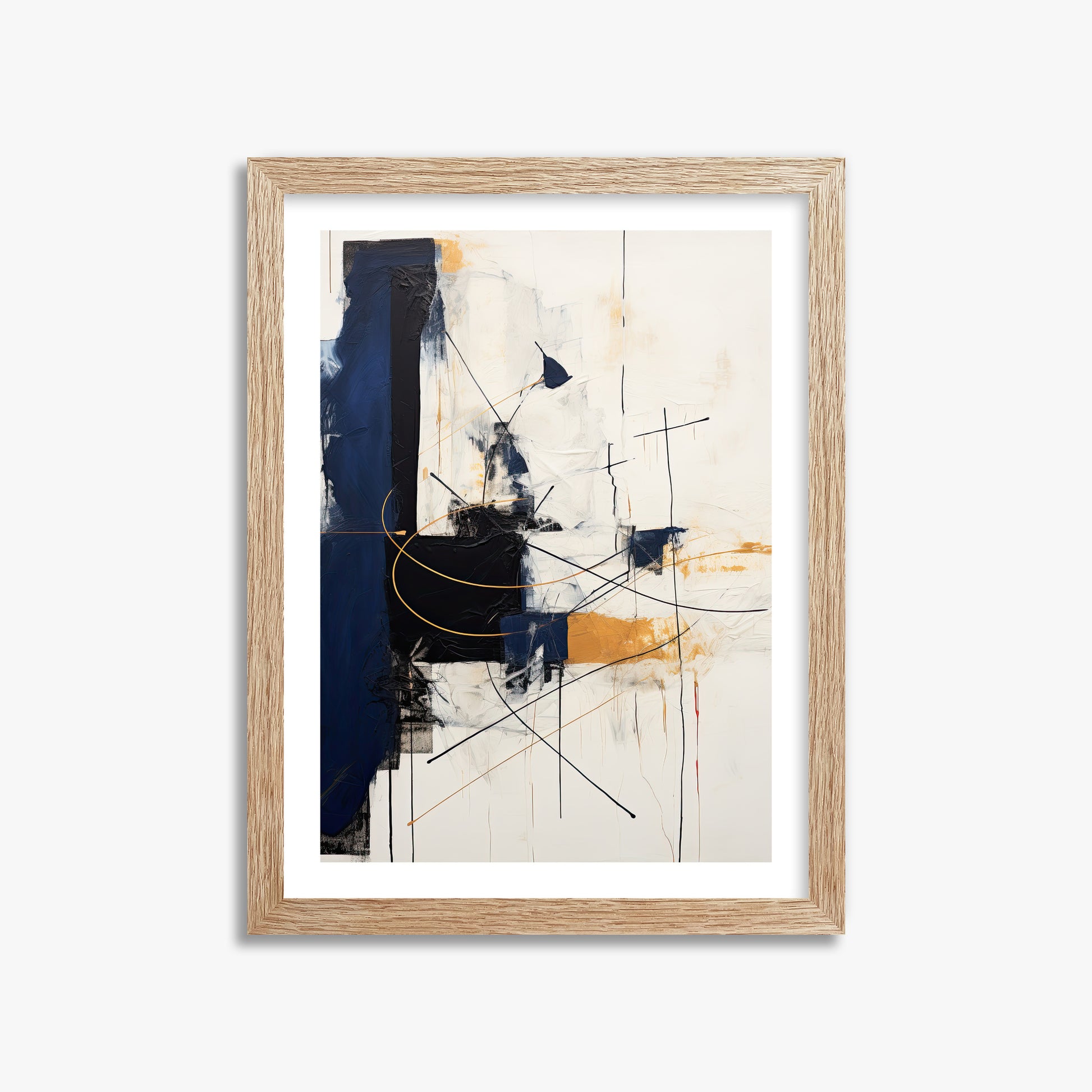 Golden Tangent, 30x40cm Framed Art Reproduction With Raw Oak Frame