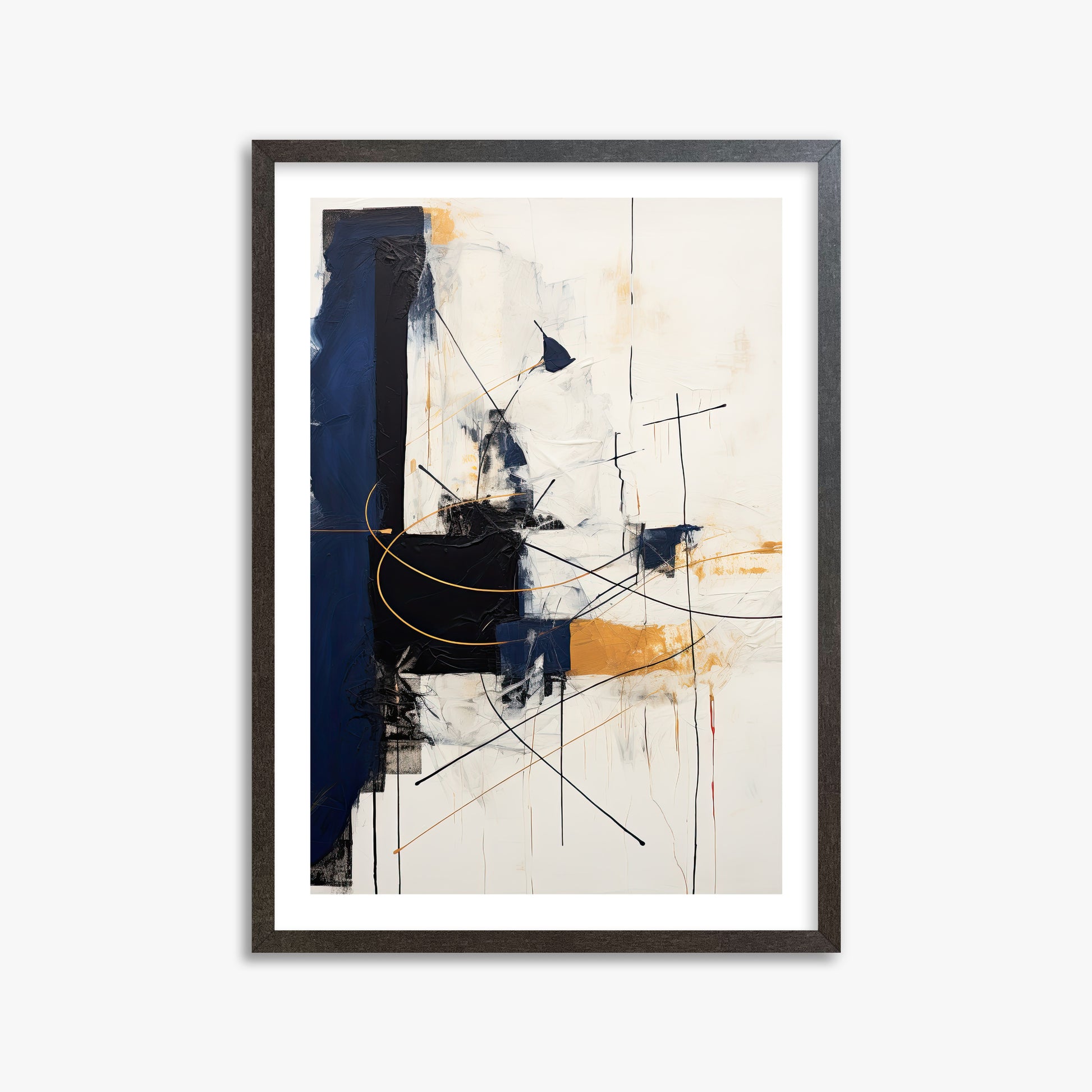 Golden Tangent, 50x70cm Framed Art Reproduction With Espresso Frame